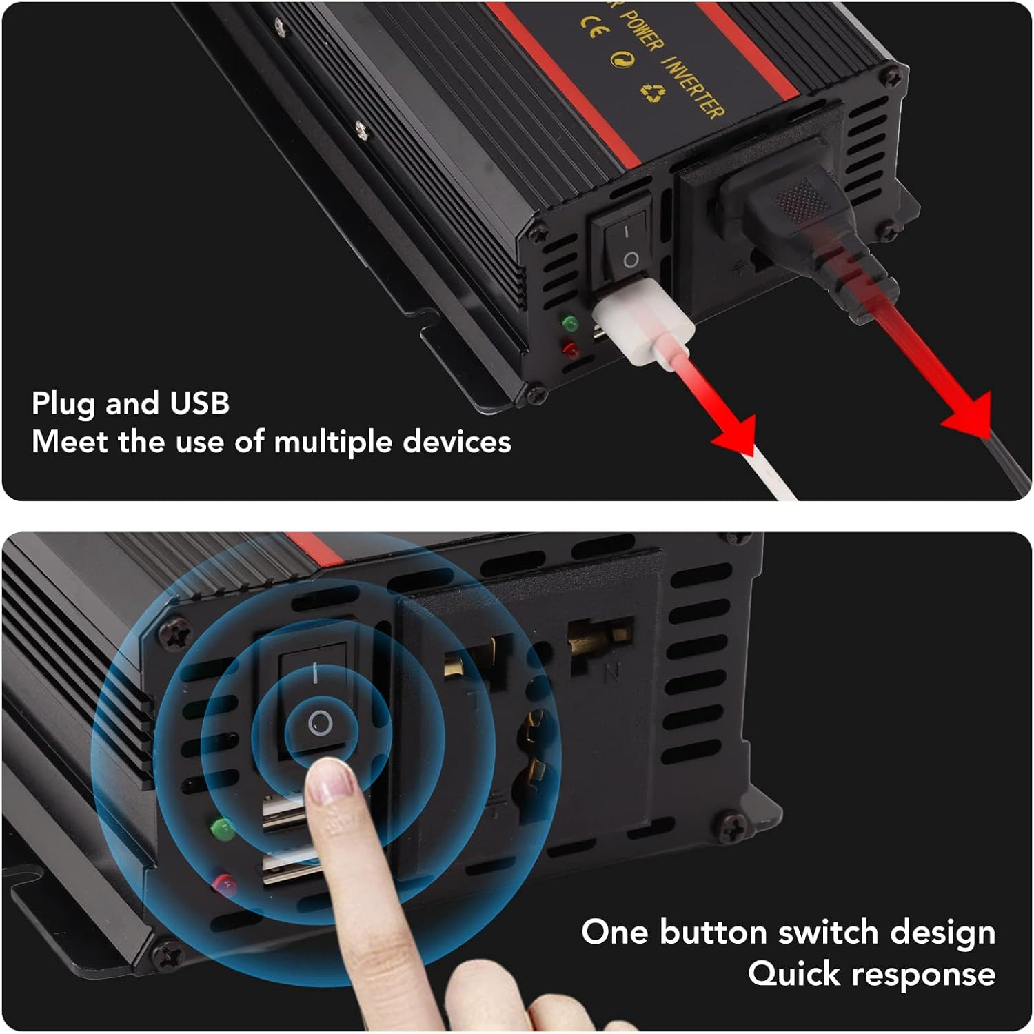 1000W Power Inverter Universal Pure Sine Wave Solar Car Inverter with LCD Display for Household Power Generation image number 5