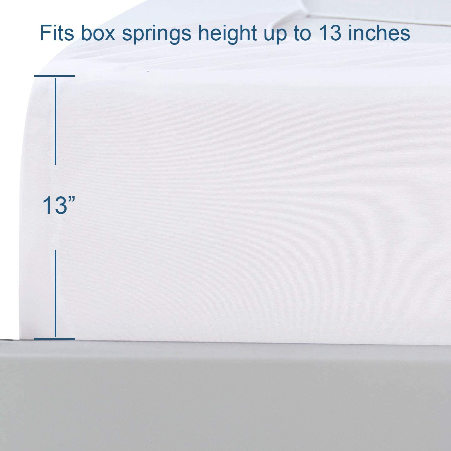 Box Spring Cover Queen Size, Elastic Fabric Wrap around 4 Sides Bed Skirt, Sleek Alternative for Bed Skirts for Hotel/Home, Fits Box Springs up to 13&rdquo;, White image number 1