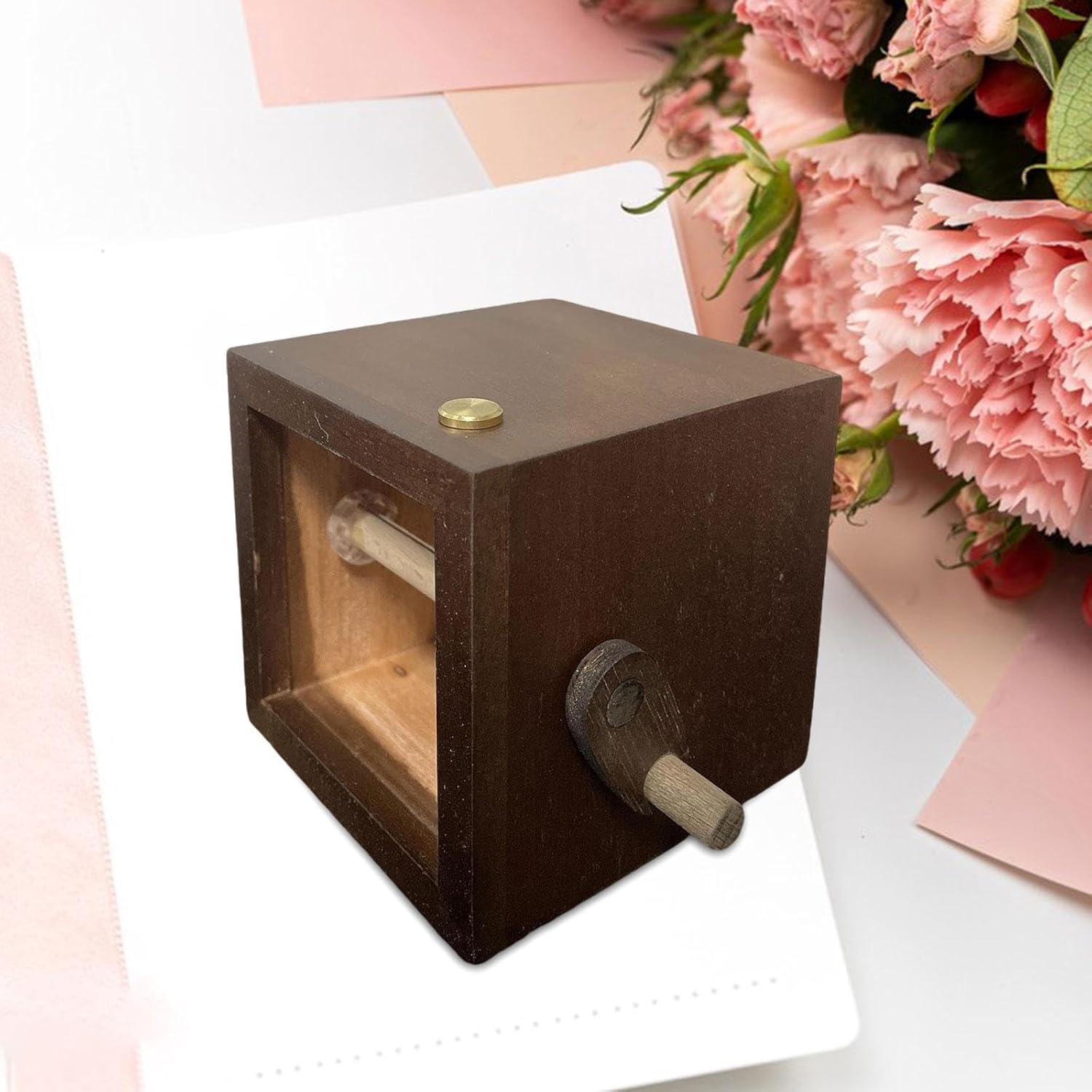 Photo Album Flipbook Hand Crank Photo Animation Machine Image for Wedding, Brown - Walnut image number 6