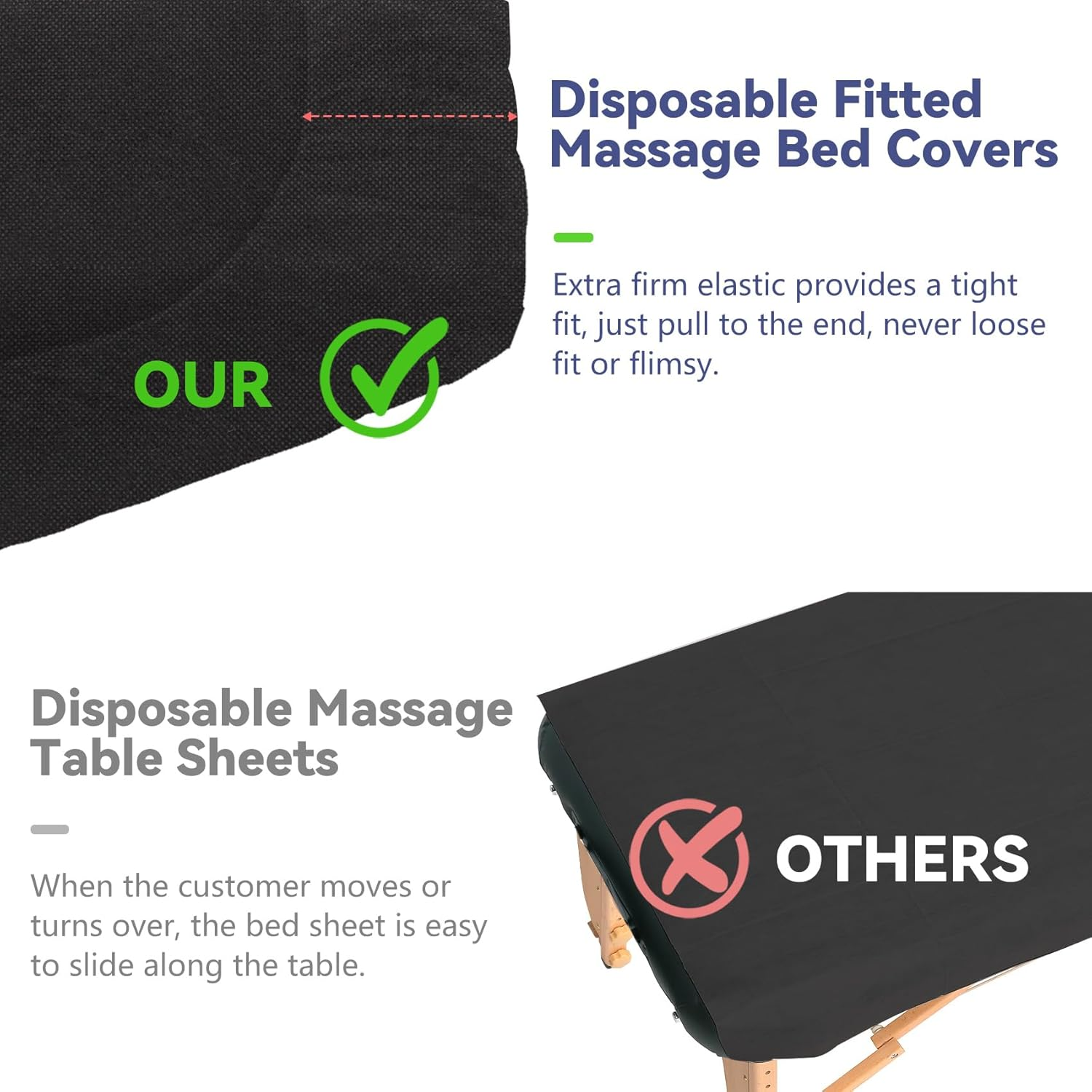 20PCS Disposable Fitted Massage Table Sheets, Heavy Duty Elastic Disposable Bed Cover, Breathable Disposable Fitted Sheets for Spa Black Non Woven Fabric 36 X 85 Inch image number 1