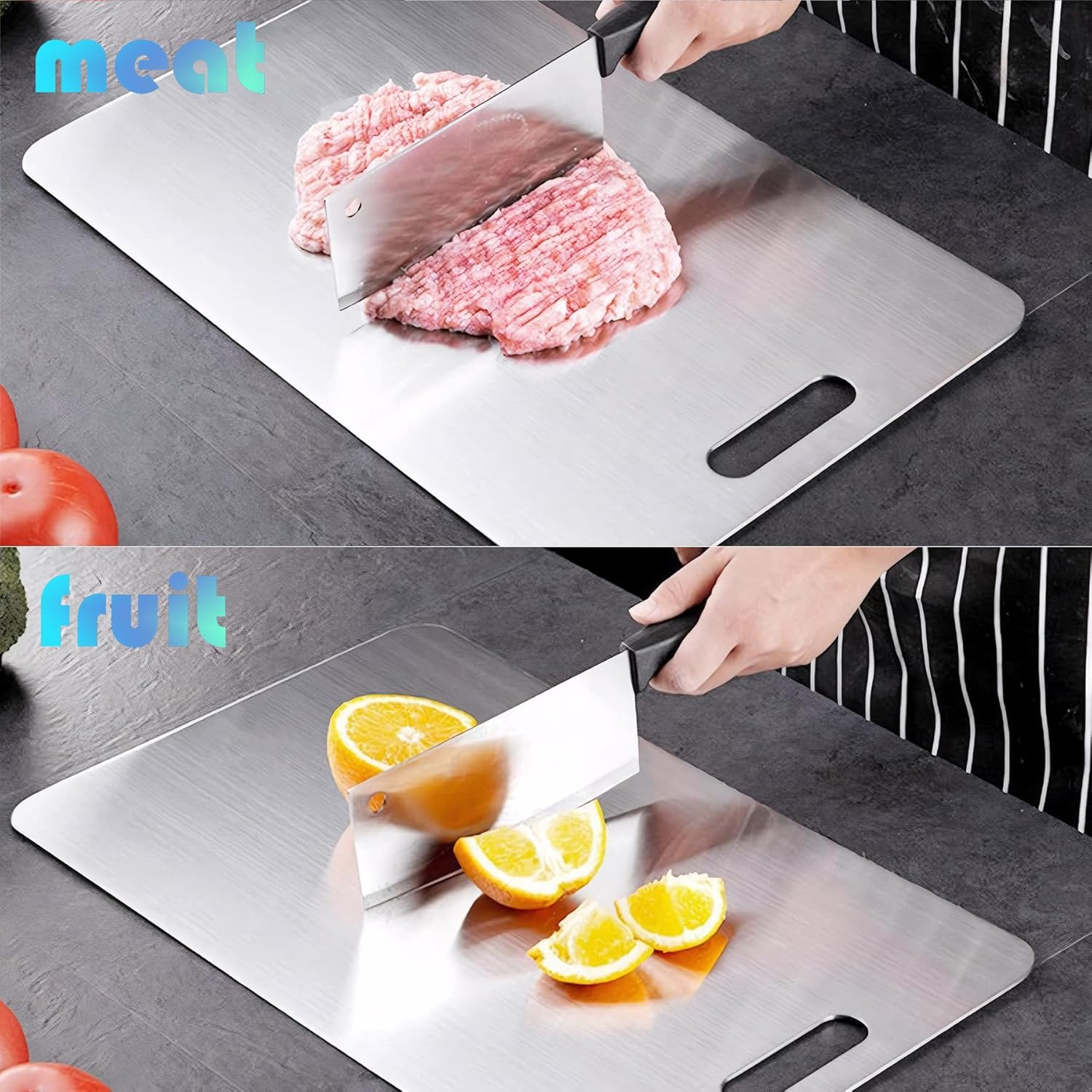 OKUYOSHI 3Pcs Cutting Board - Stainless Steel Cutting Board, Chopping Board (3Pcs) image number 2