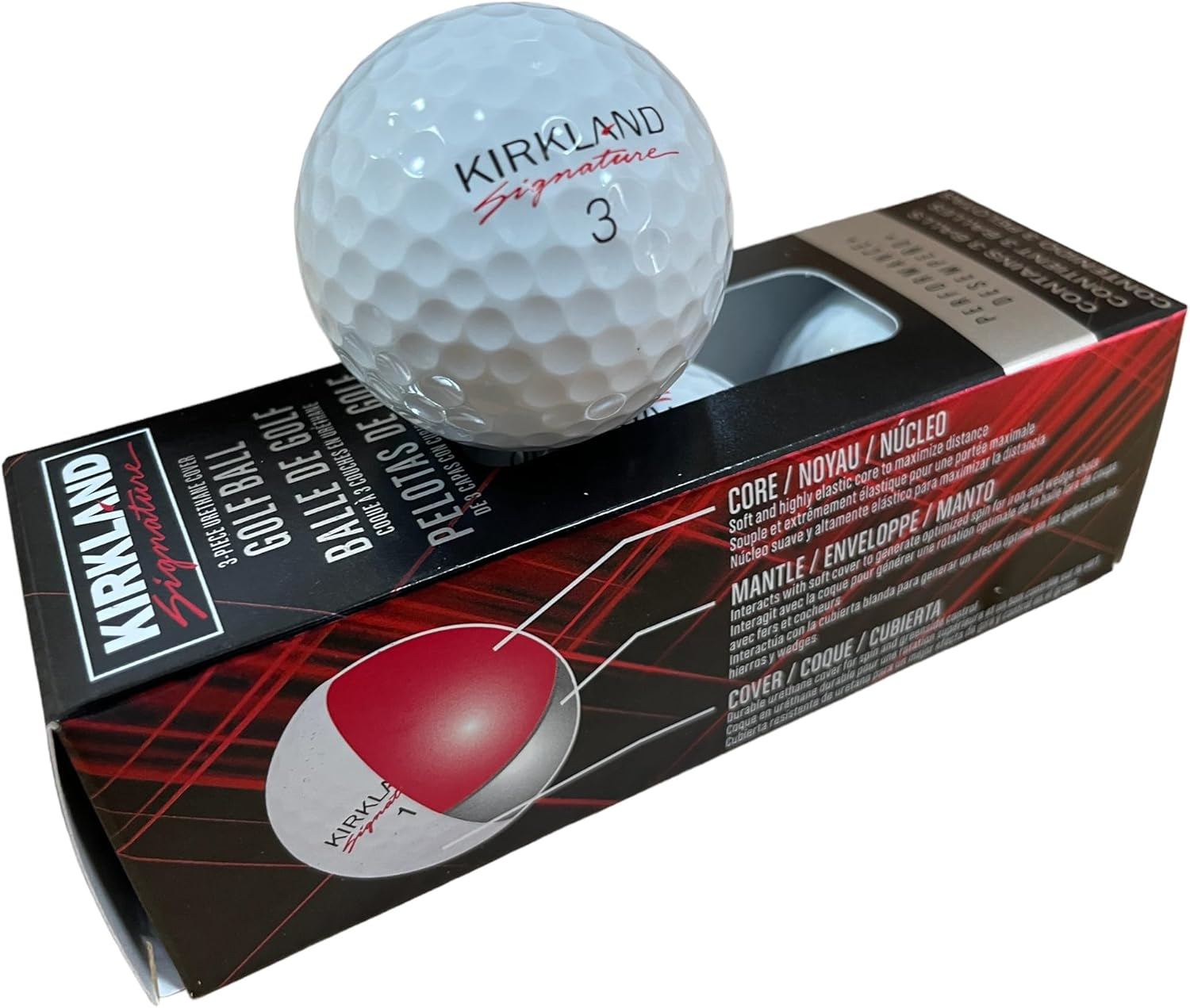 Kirkland 3-Piece Urethane Covered Golf Balls V3.0#1654518 Performance plus (Dozen) image number 2