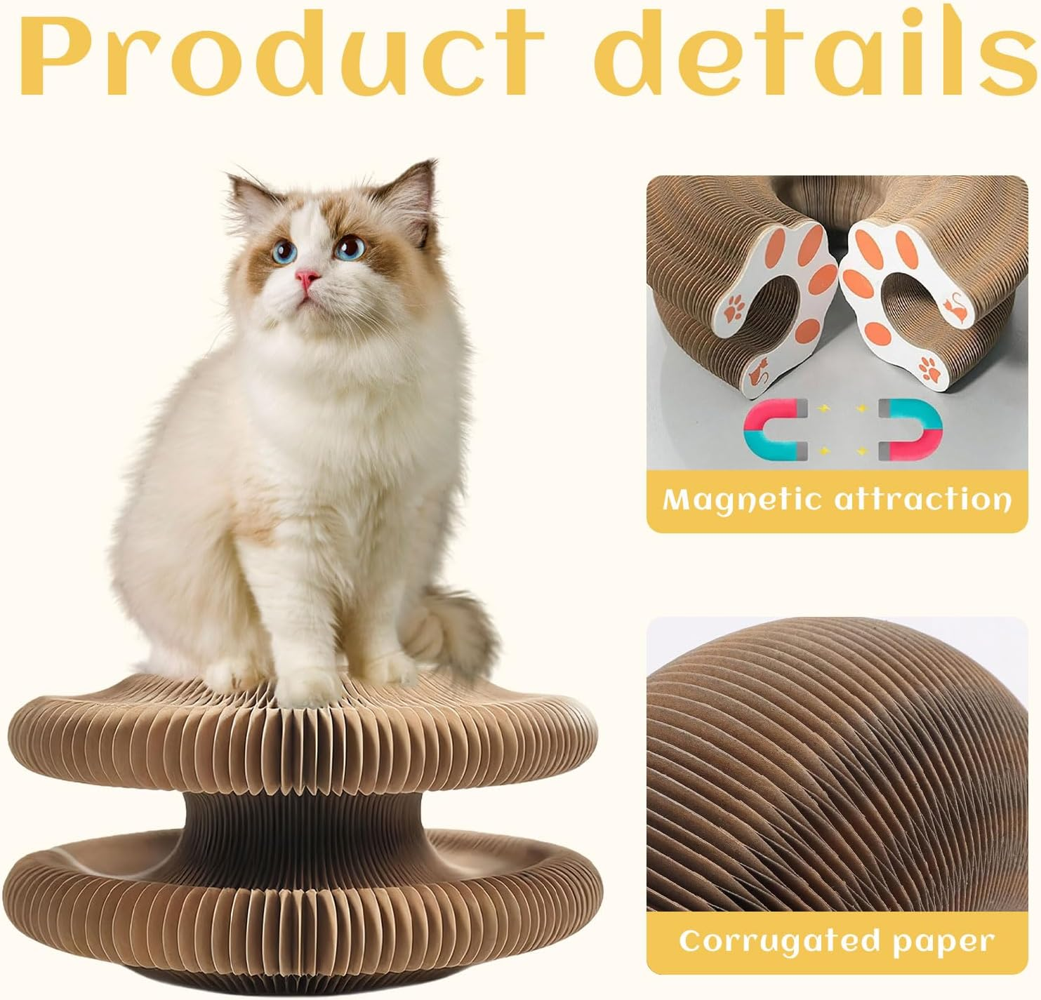 Xanthelle Scratching Cocoon for Cats, 2 Pack Cat Cave and Cat Toy with Scratching Cardboard for Cats as Scratching Board Accessory Indoor