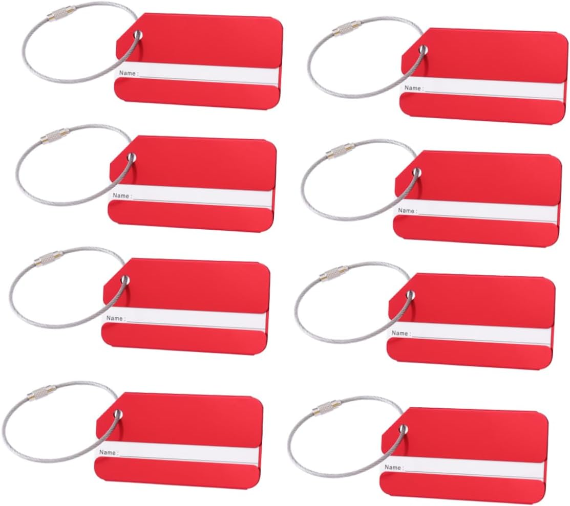 LIGIGWASH 15Pcs Red Aluminum Luggage Tags Baggage Name Labels for Suitcases Travel Handbag Identification Tags image number 3