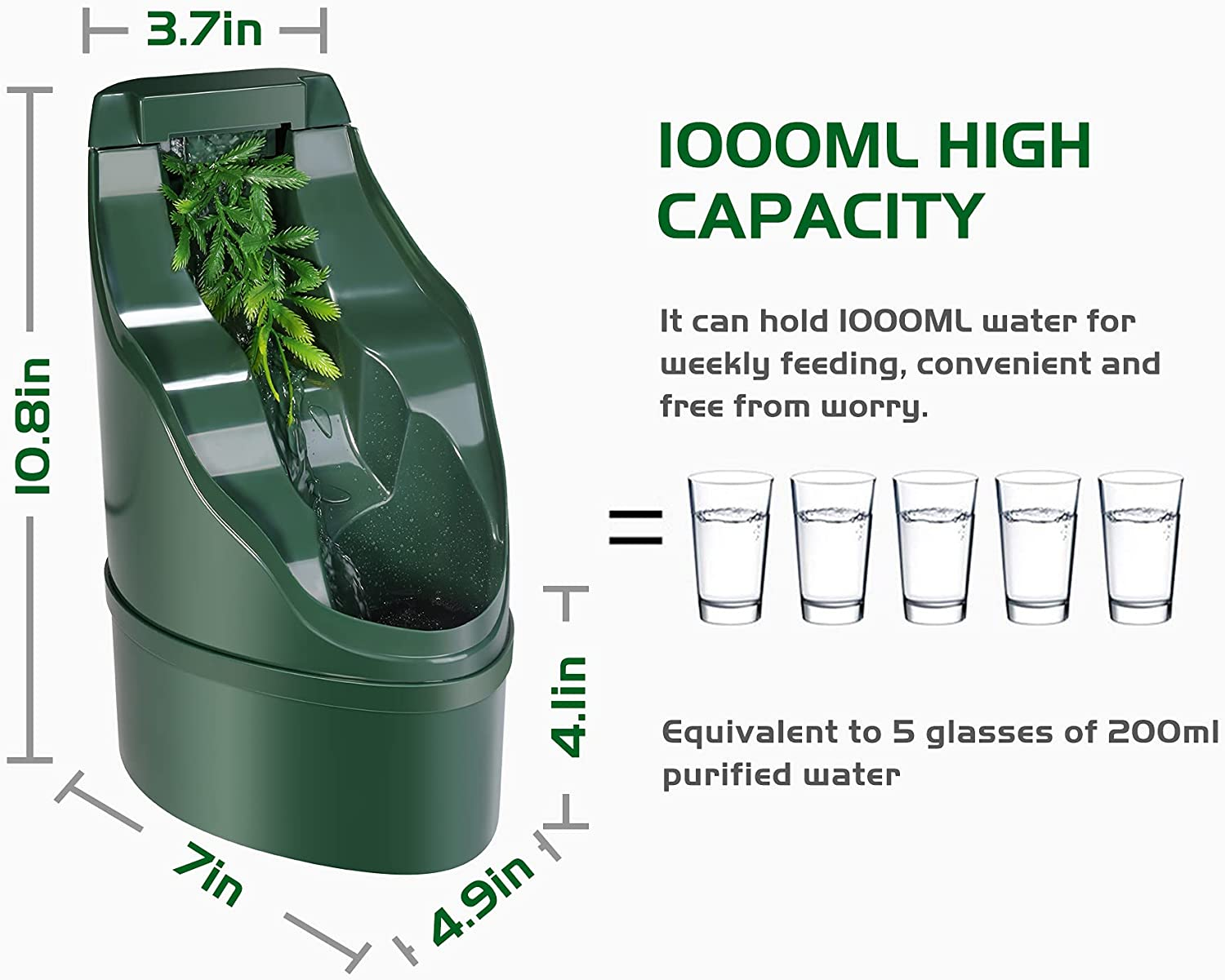 Reptile Chameleon Cantina Drinking Fountain Water Dripper Comes with Feeding Tongs and Frosted Tweezer for Amphibians Insects Lizard Turtle Snake Spider Frog Gecko image number 5
