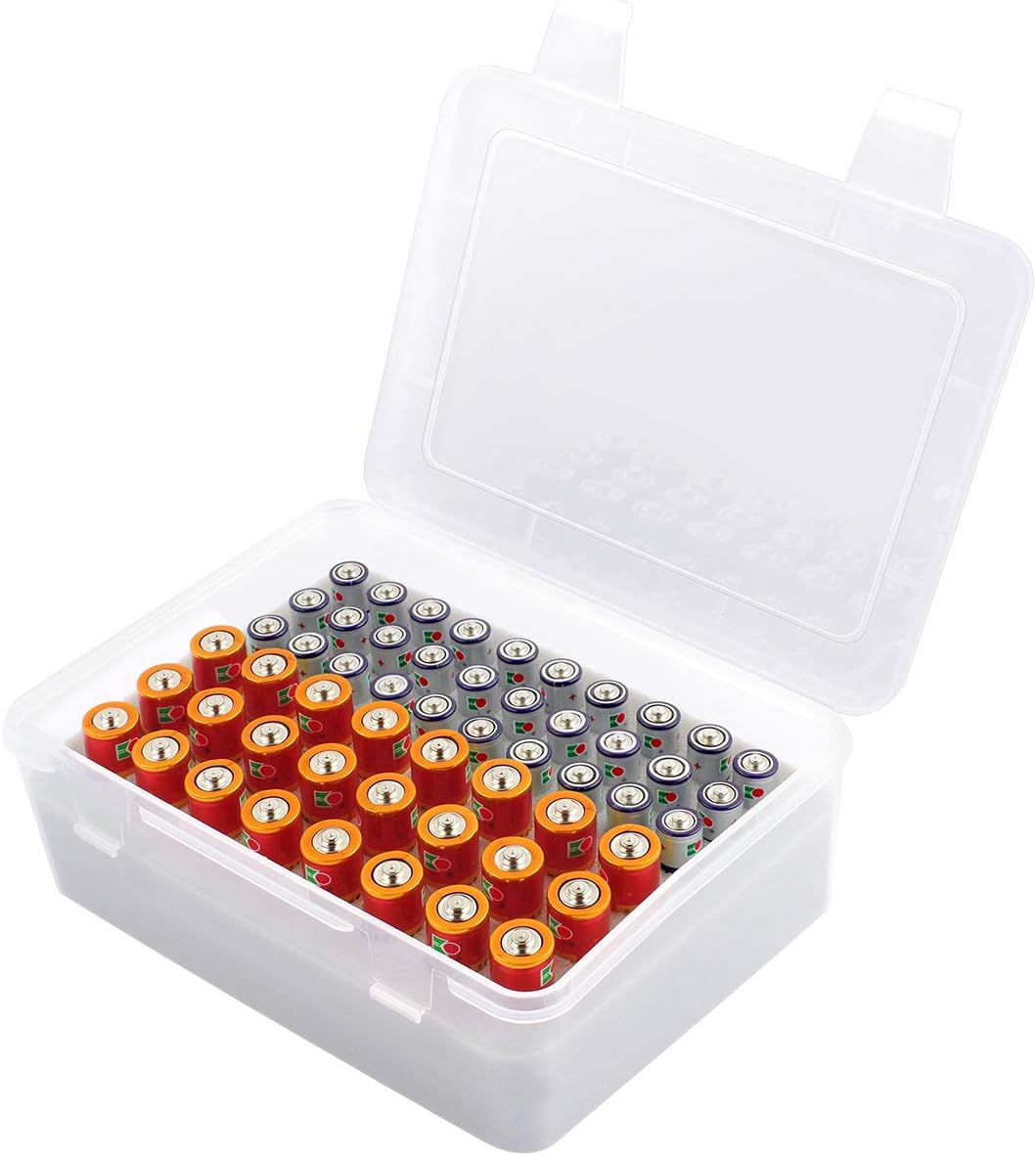 Battery Organizer Storage Box, Garage Case Holder for 24* AA, 30* AAA Batteries (Bag Not Include Batteries Pack)