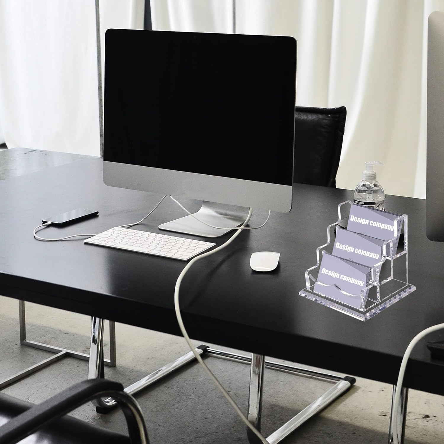 Acrylic Business Card Holder Desk, Clear Desktop Business Card Display Stand with Thick Base, Name Card Organizer Case for Office Exhibition, 3 Slots, 1 Pack image number 5