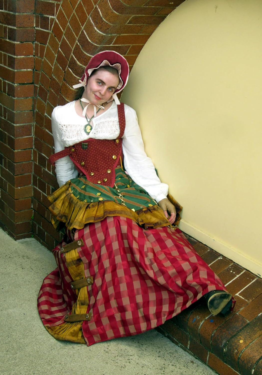 FURPHI Victorian Bonnet Colonial Pioneer Hat with Lace Tea Party Costume Sun Cap for Women - Pink image number 2