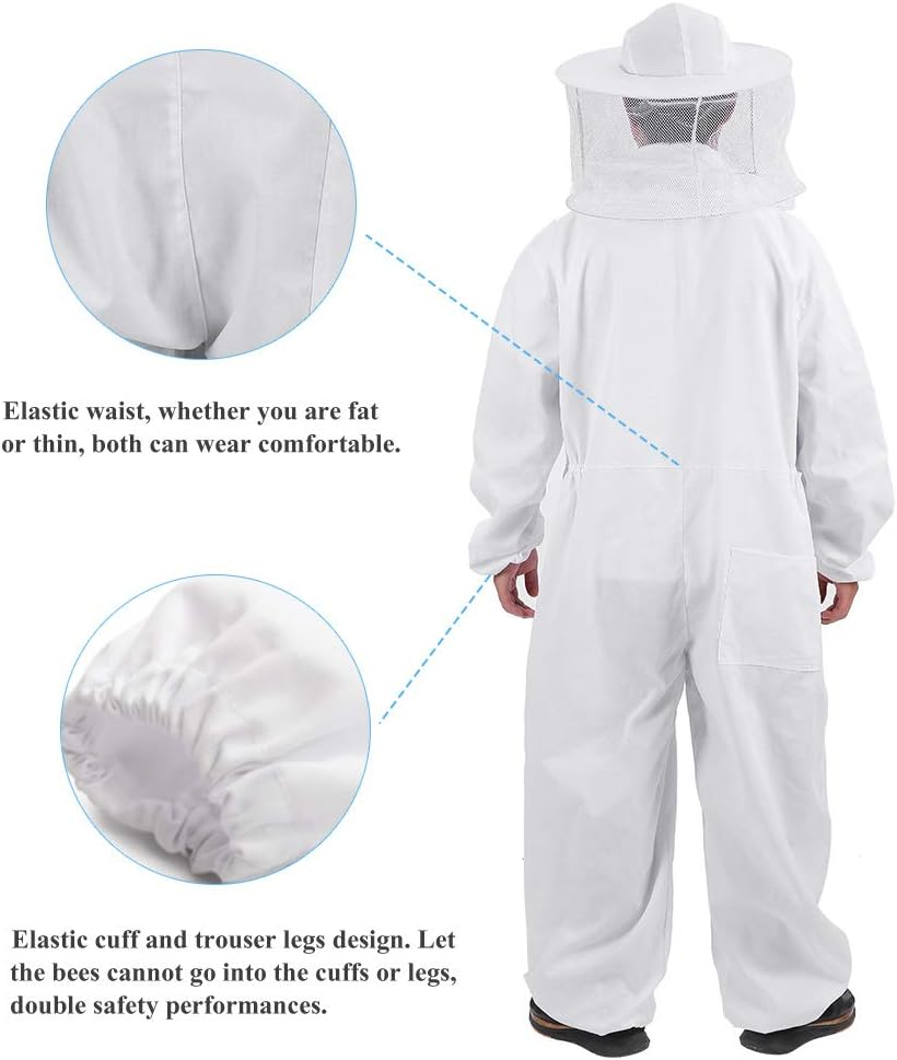 Bee Suit, Beekeeper Suit Hat, Bee Keeping Full Body, Professional Beekeeping Protective Equipment, with Veil and Pants Total Protection for Backy Ard Beginner(L) image number 6