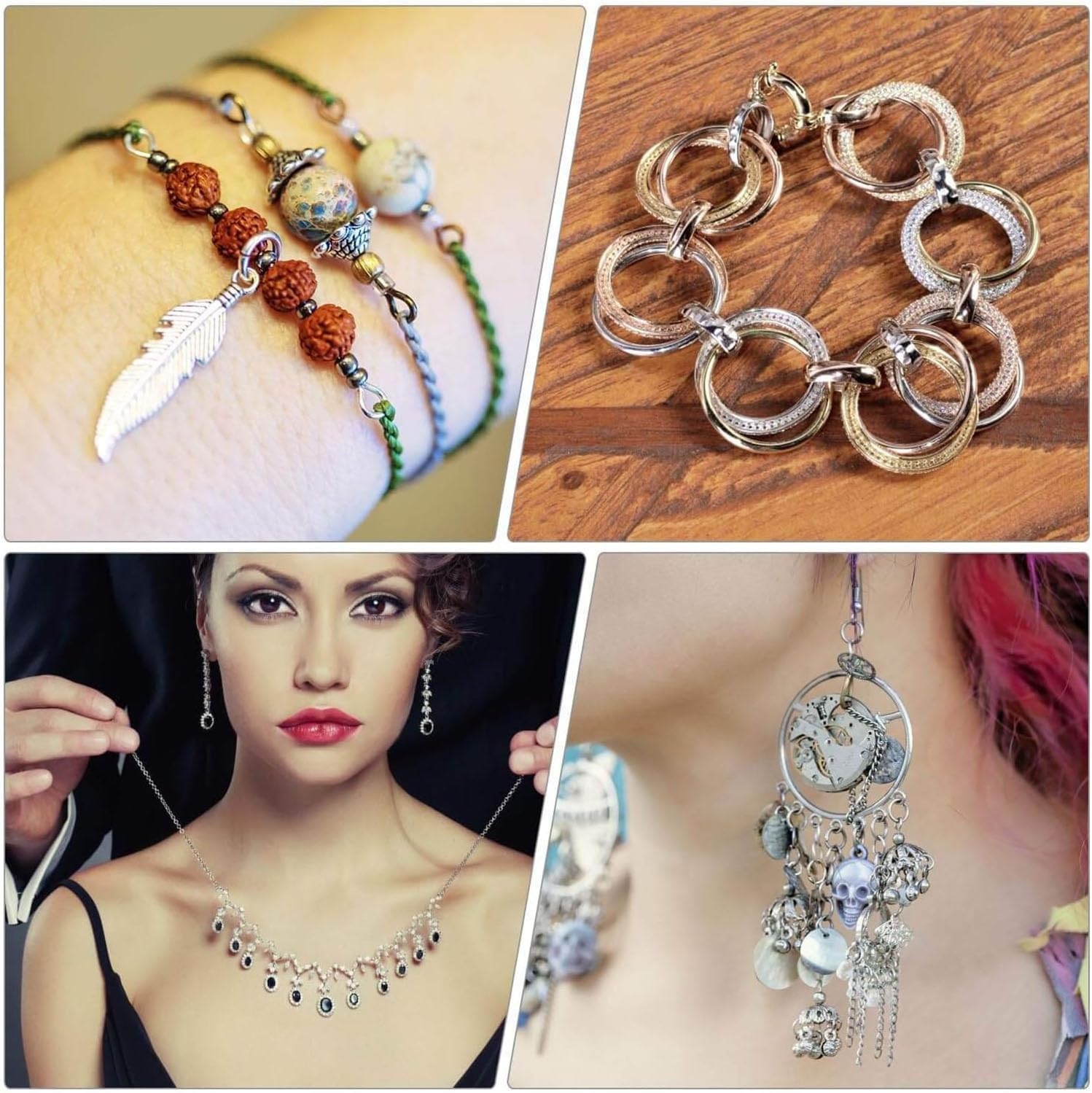 Paifeancodill Ribbon Bracelet with Pliers Tool Assortment Kit, Bookmark Pinch Crimp Ends Lobster Clasps with Jump Rings and Chain Extenders, Ribbon Clamps Ends with Pliers Set for Jewelry Making(771) image number 1