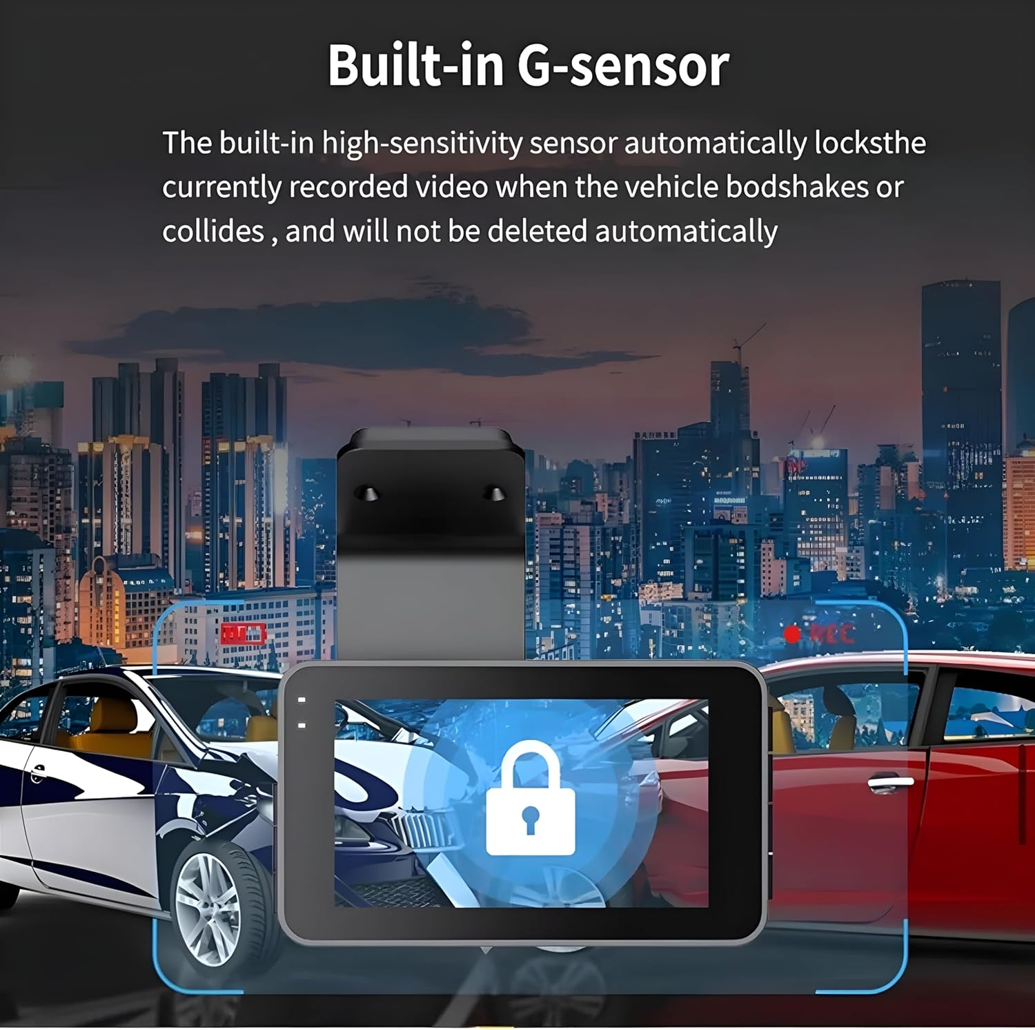 Dual Lens DVR Dash Cam 1080 P HD Car DVR Front and Rear Camera Recorder with Built-In Wifi LCD (170 Degree Wide) with 64 GB High Speed SD Card Free 24 Hour Parking Monitoring/Night Vision/G-Sensor image number 3