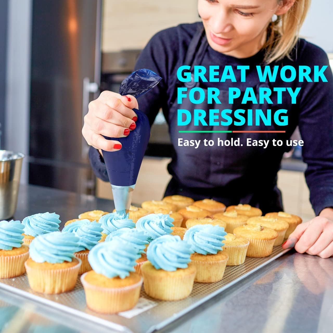 Treat Story Large Disposable Piping Bags - 21-Inch, Easy-To-Use Thick Icing Bags for Cake and Dessert Decorations, Non-Bursting Material, Non-Slip Grip - Pack of 22 image number 6