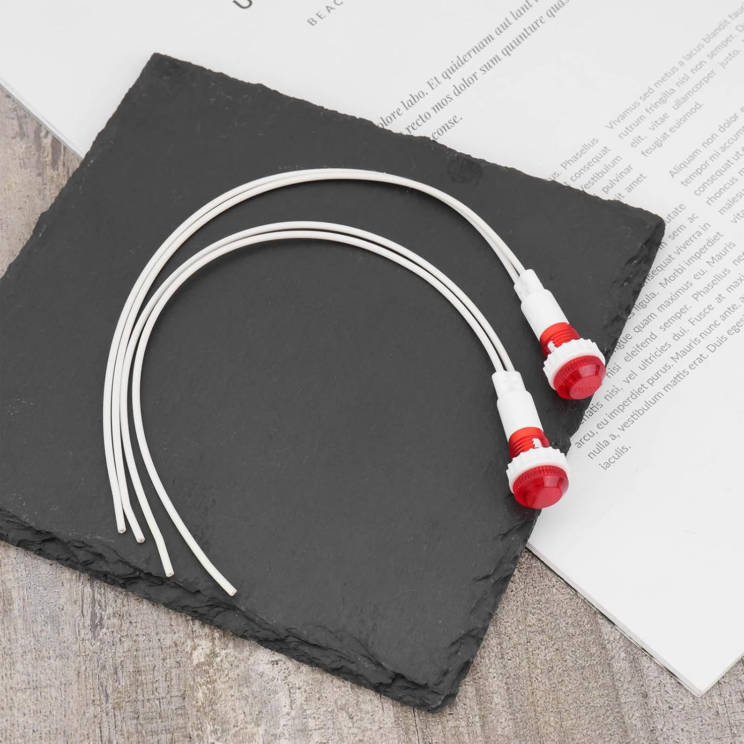 Ecsing 10PCS Red Neon Indicator Lamps 6W 220-240V Mounting Hole 10Mm 36.1X12.7Mm Wire Length 20Cm Neon Warning Lamps for Automotive and Marine Equipment image number 6