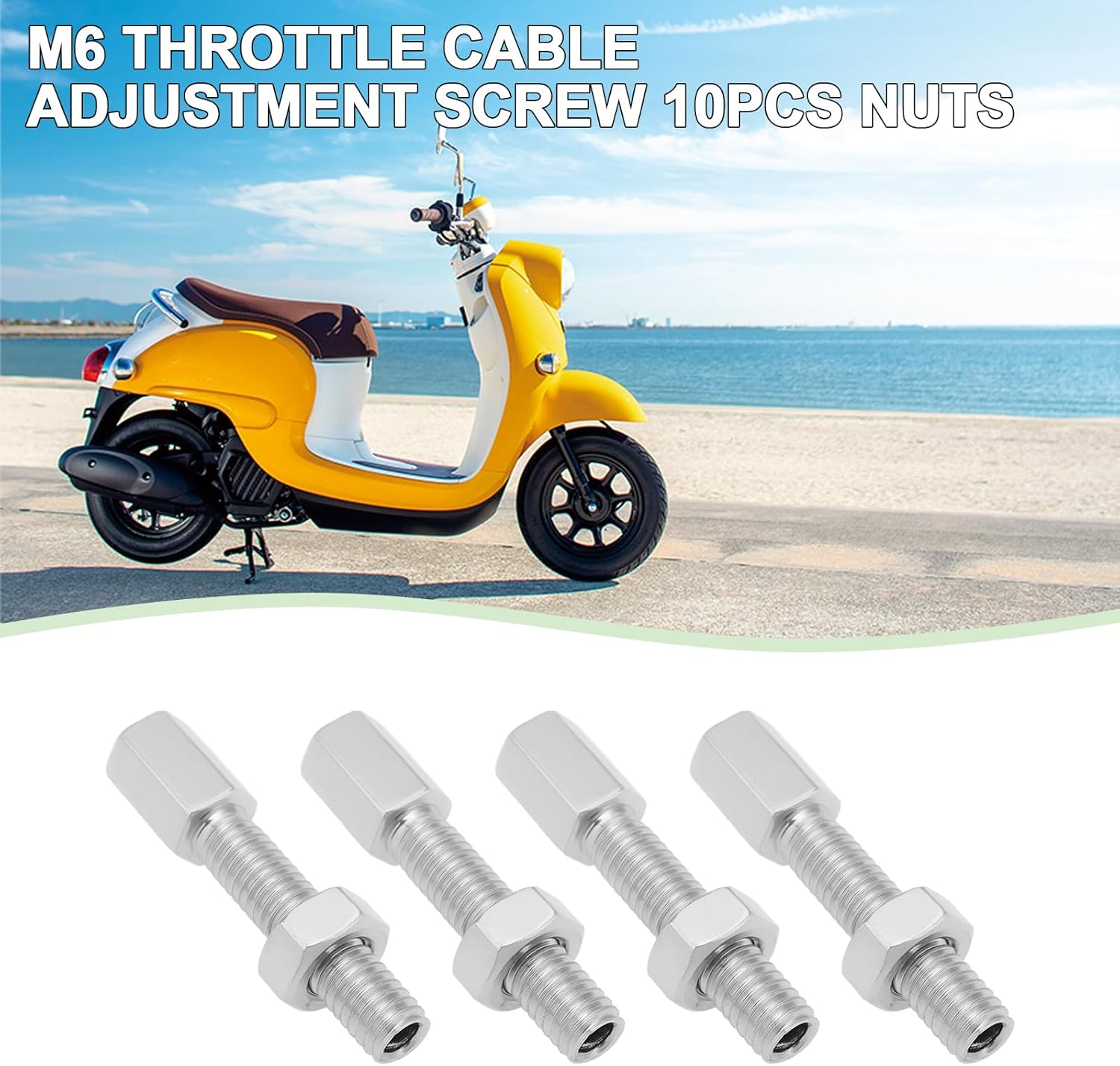 Be in Your Mind 10Pcs Throttle Cable Adjustment Screw M6X37.5 Mm Clutch Cable Repair Set Motorbike Drive Cables Brake Cable A3 Steel Screw with Nuts Compatible with Hercules Kreider Motorbike image number 3