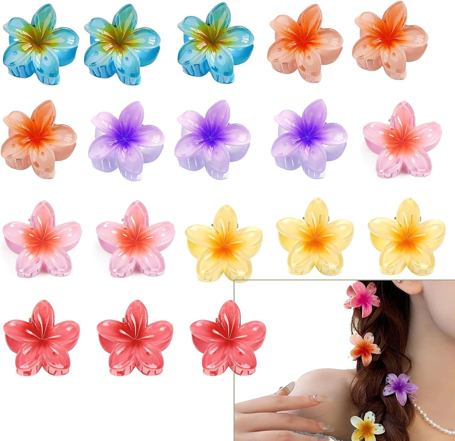Onlvmyur Pack of 18 Flower Hair Clips Small 3 Cm Flower Hair Clips Cute Flower Clips Hair for Women Girls Medium and Thin Hair Styling Accessories