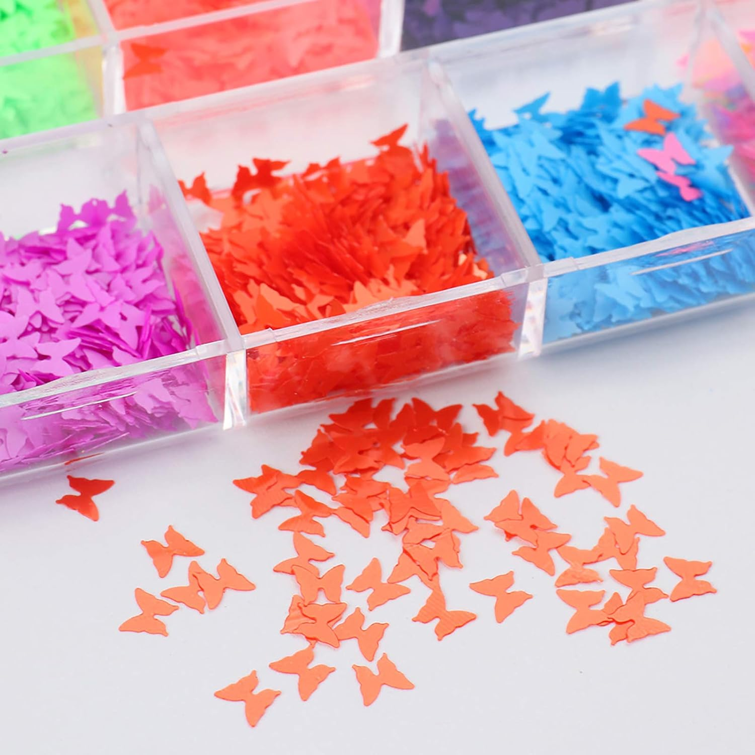 2 Boxes Nail Art Sequins Jewelry Fluorescent Sequins Iridescent Butterfly Sequins image number 3