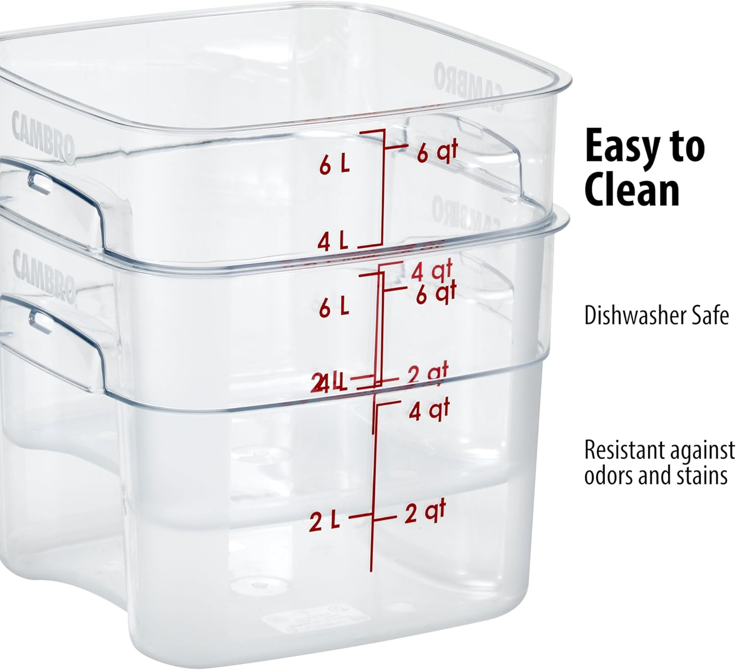 Cambro Polycarbonate Square Food Storage Container, 5.7 Litre Capacity