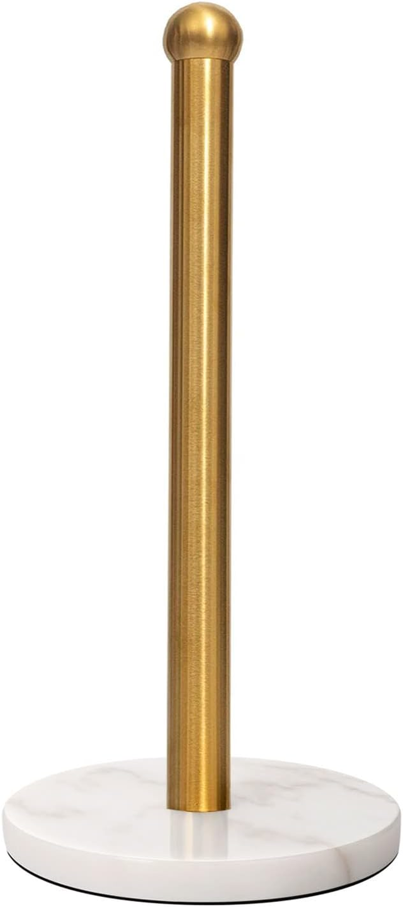 Heavy Weighted Towel Holder, Easy One-Handed Design for Kitchen Stand Dispenser, Sturdy Base for Standard and Mega Paper Rolls (Brushed - Stainless Steel Base)