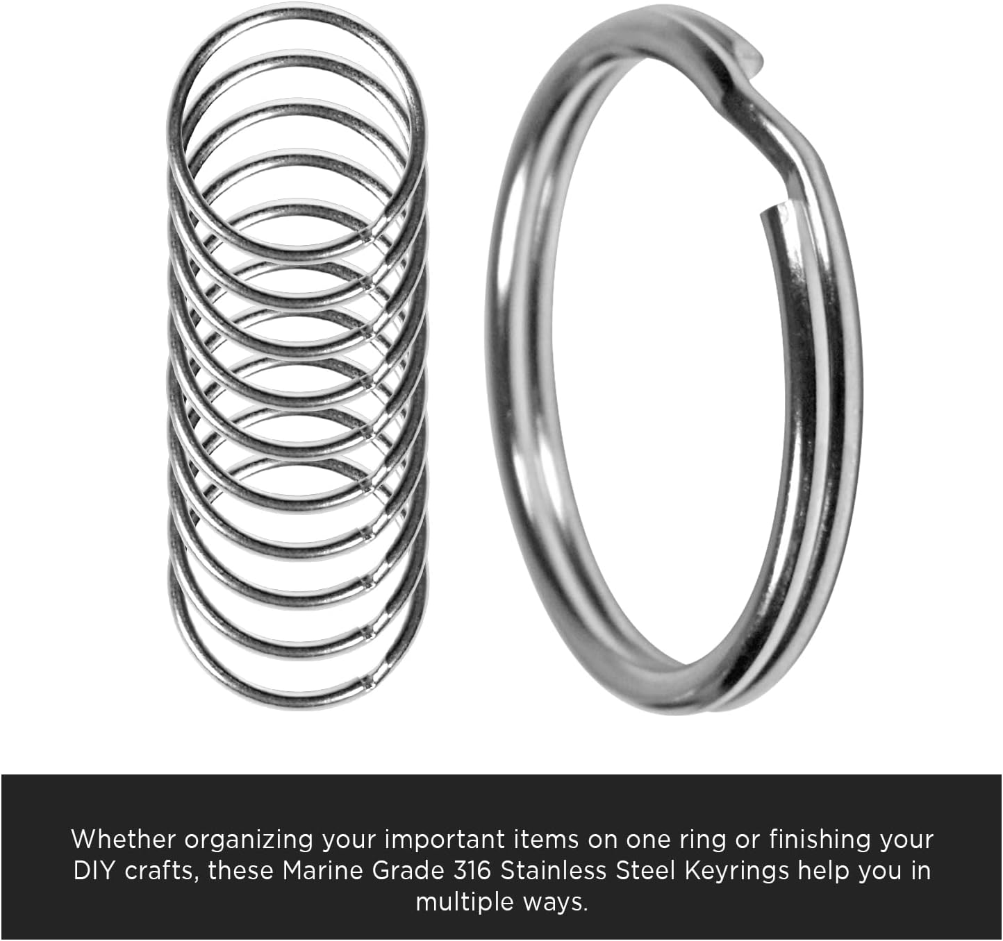 CREST 10 Pcs Surgical Grade Stainless Steel Split Ring for Keychains 1 Inch 25Mm SS316L Key Rings for Car Keys image number 1