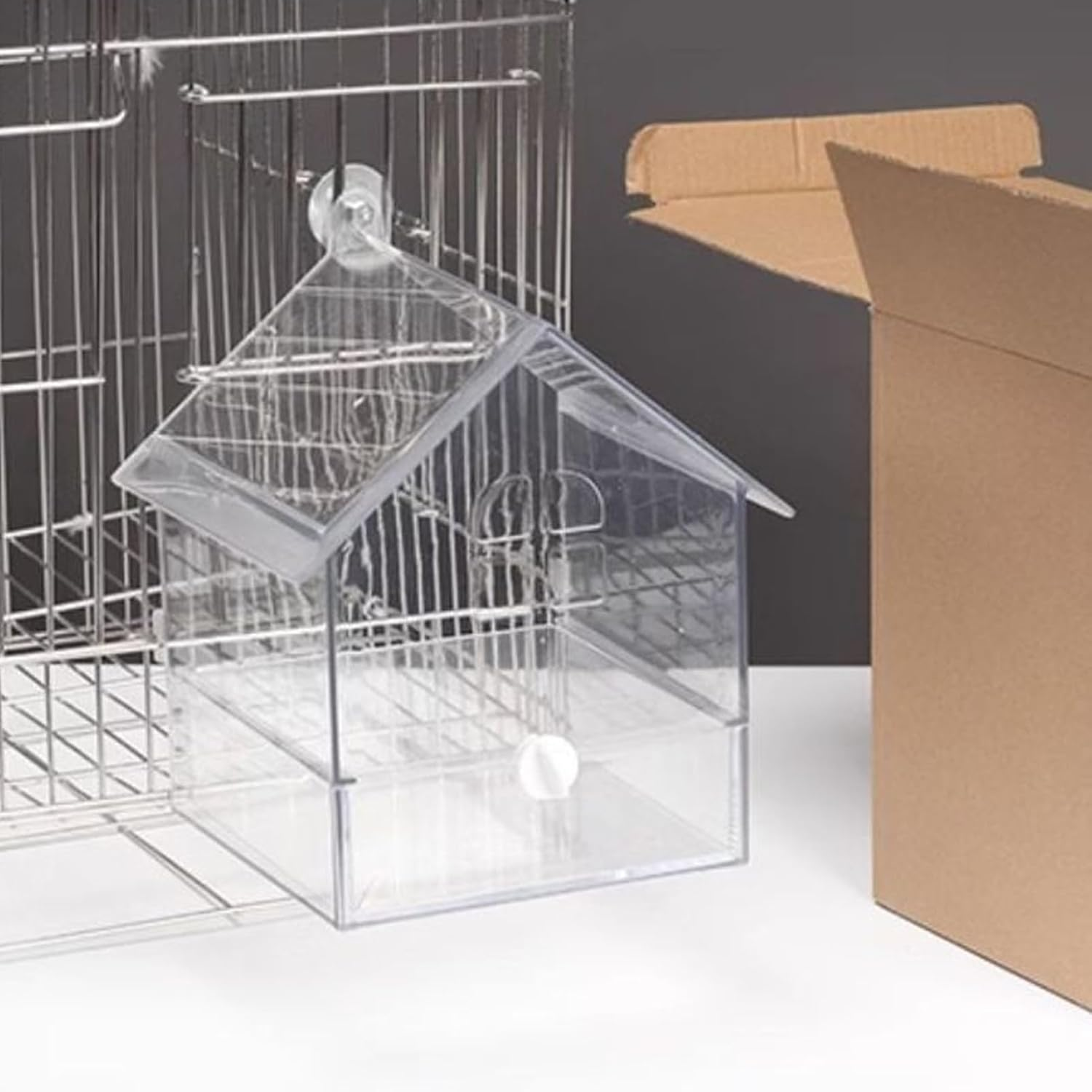 Parakeet Bath for Cage - Parrot Bathing Box, Spacious Bird Tub | Acrylic Budgies Shower Bath Box, Splash Proof Bird Bathtub Cockatiels Hygiene, Cage Accessories for Feathers Grooming Aviary Wellness image number 1