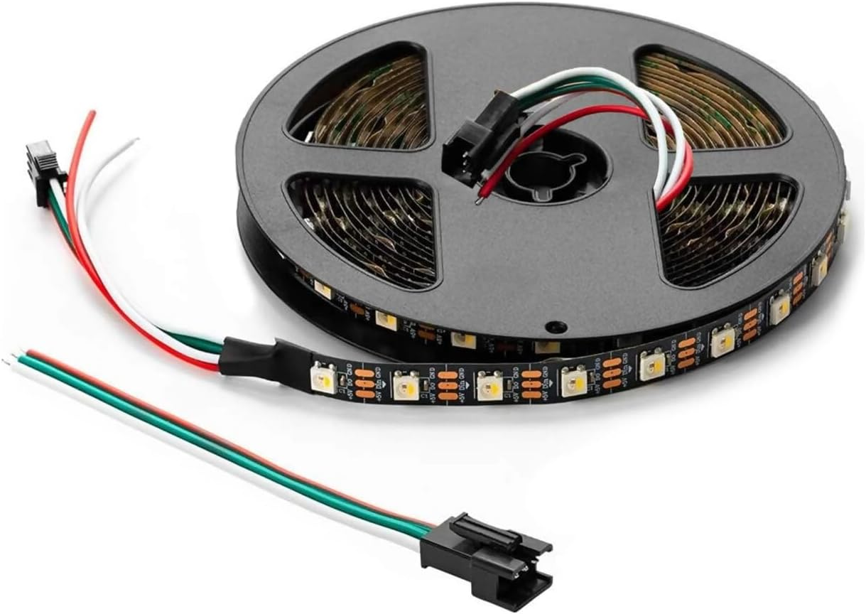 Techzire LED Strip, RGBCW SK6812, 60 Leds/M, 5V, IP30 Bare PCB, Black PCB, 5M, Quality BTF, Rgb+Cool White, NO Controller, Similar to WS2812B, Individually Addressable Leds