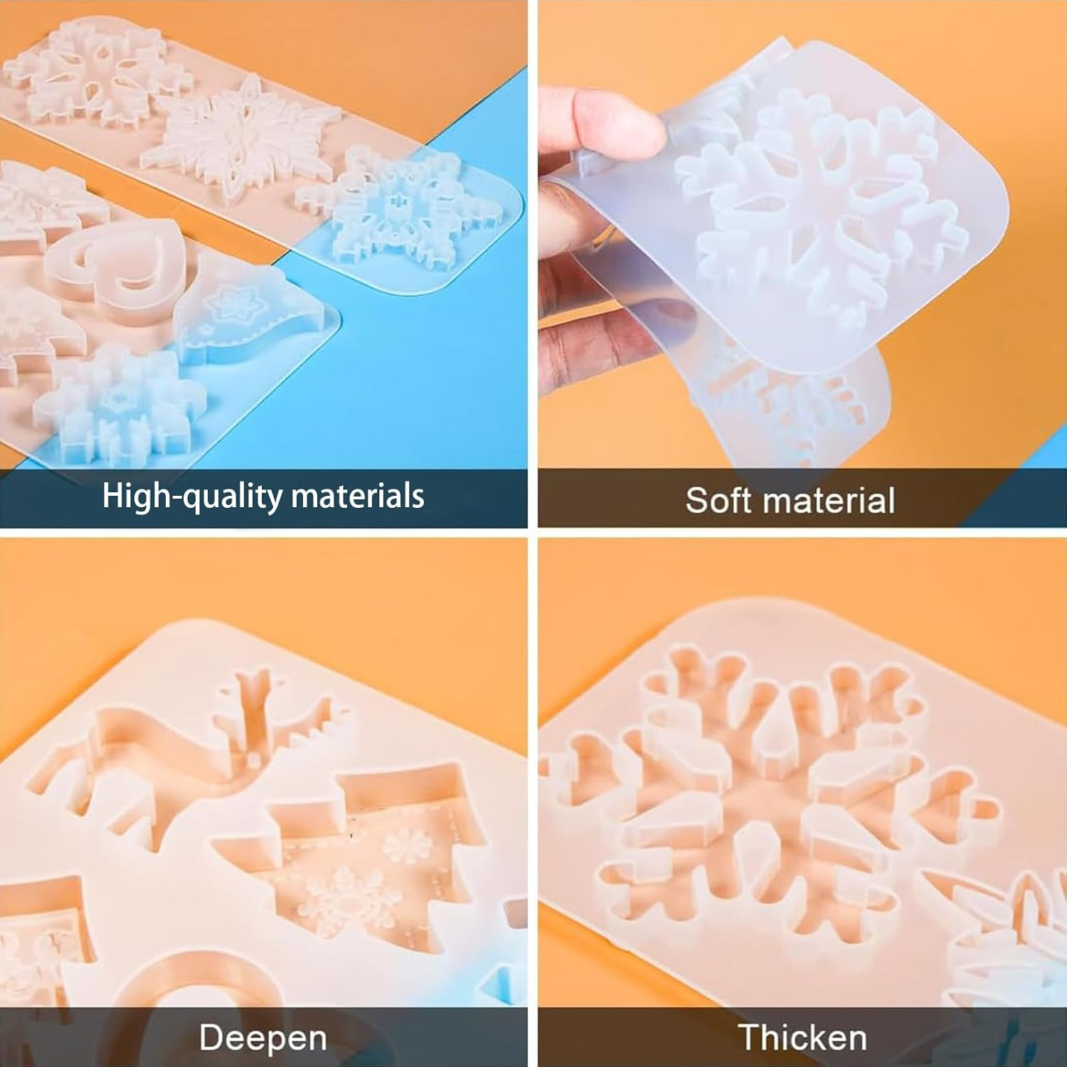 Itadaku 2 Pcs Silicone Moulds for Christmas, Resin Snowflake and Tree Moulds, DIY Tools, Soap and Fondant Moulds for Holiday Crafting image number 3