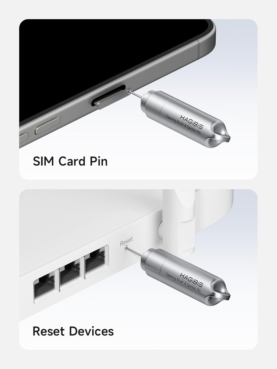 Hagibis SIM Card Tray Removal Tool with Cleaning Brush, 2 in 1 EDC Portable Keychain Eject Pins Reset Needle Opener Cleaning Pen for Iphone Airpods Pro image number 5