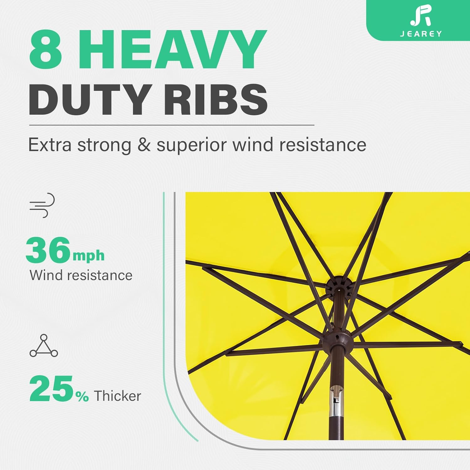 JEAREY Upgrade 9FT LED Lighted Patio Umbrella, Solar Outdoor Umbrella, Tilt Table Umbrella for Pool, Deck & Yard(Yellow) image number 3