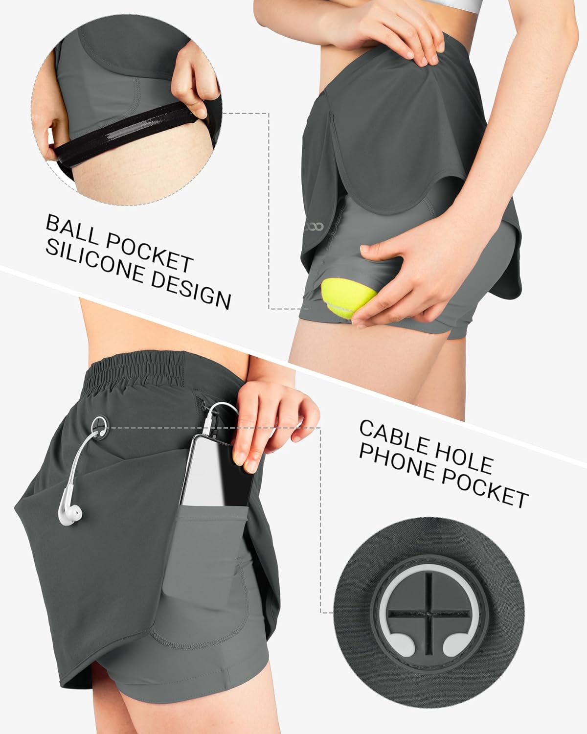 33,000Ft Women'S Tennis Skirts with Shorts Athletic Skorts Golf Skirt with Pockets Ladies Sports Skirt Active Skort Mini Skirt for Running Golf Workout Hockey