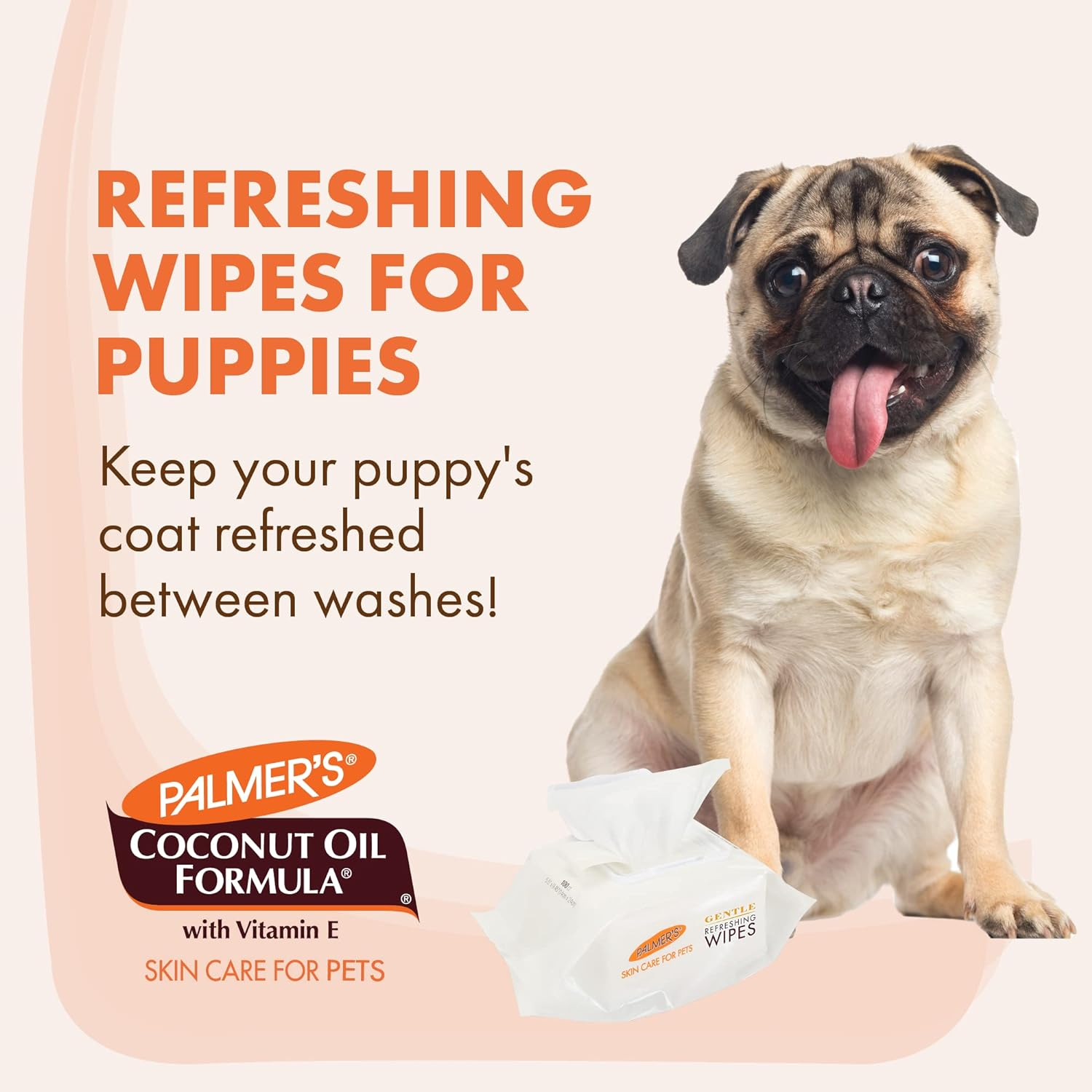 Palmer'S Coconut Oil Gentle Refreshing Wipes for Puppies | Palmers Coconut Oil Puppy Wipes - 100 Ct Gentle Pet Grooming Wipes for Dogs with Coconut Oil image number 6