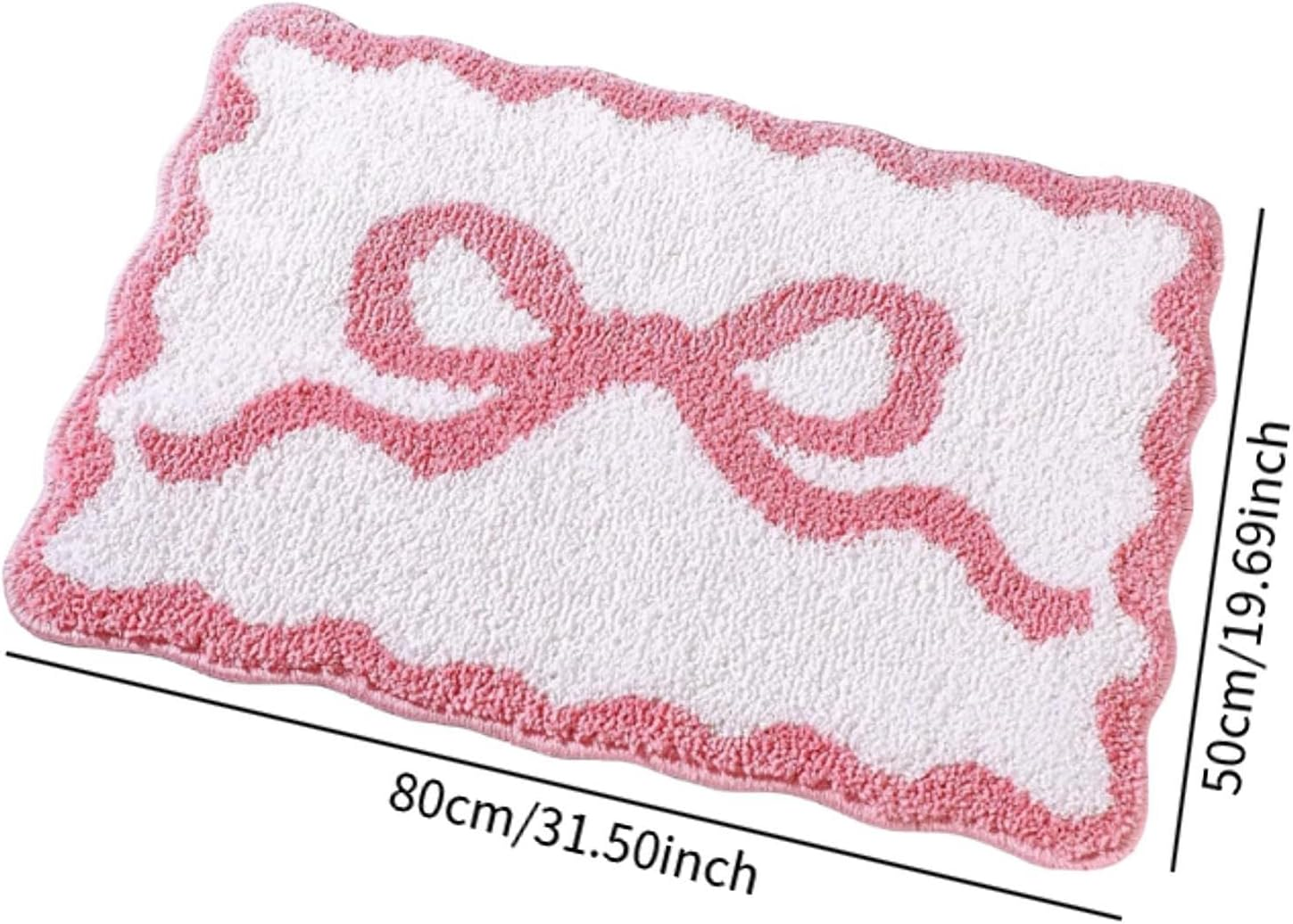 Yuksok Bath Rug,Shower Mat,Toilet Rug Water Absorbent Soft Washable anti Slip Bath Tub Floor Carpet,Bathroom Floor Mat Bow Pattern, Pink, L image number 4