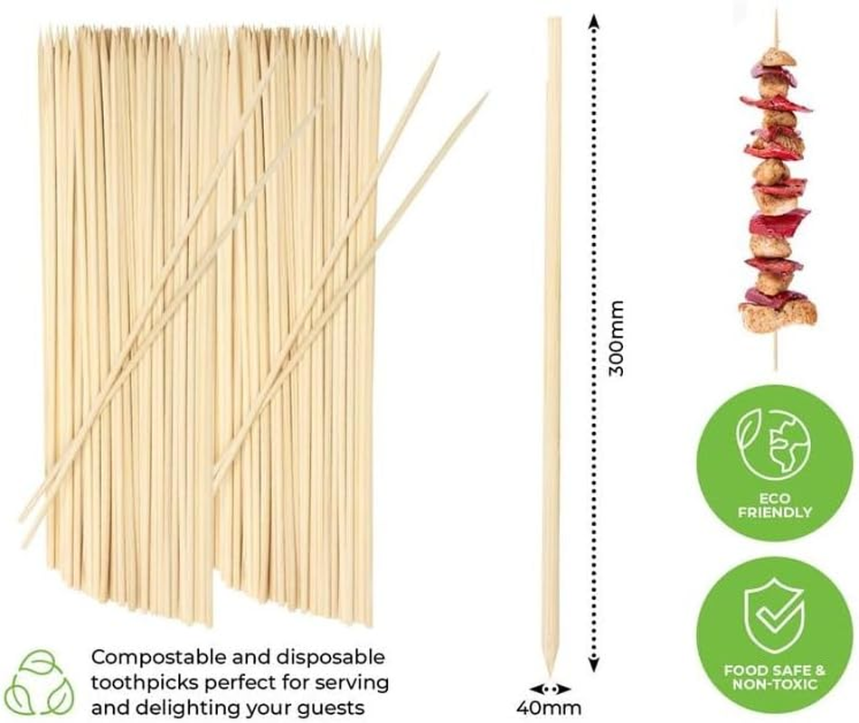 Leona Co Bamboo Wooden Skewers - 30Cm X 4Mm - 72-Count - Perfect Outdoor & Indoor Cooking Accessory image number 1