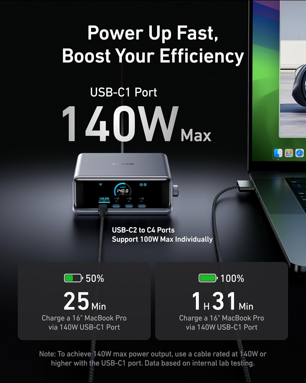 Anker Prime Charger, 250W Gan Prime USB C Charging Station, Ultra-Fast 6-Port, 2.26" LCD Display and Smart Control Dial, Compatible with Macbook Pro/Air, Iphone 16/15/14, Galaxy, and More (Silver) image number 1