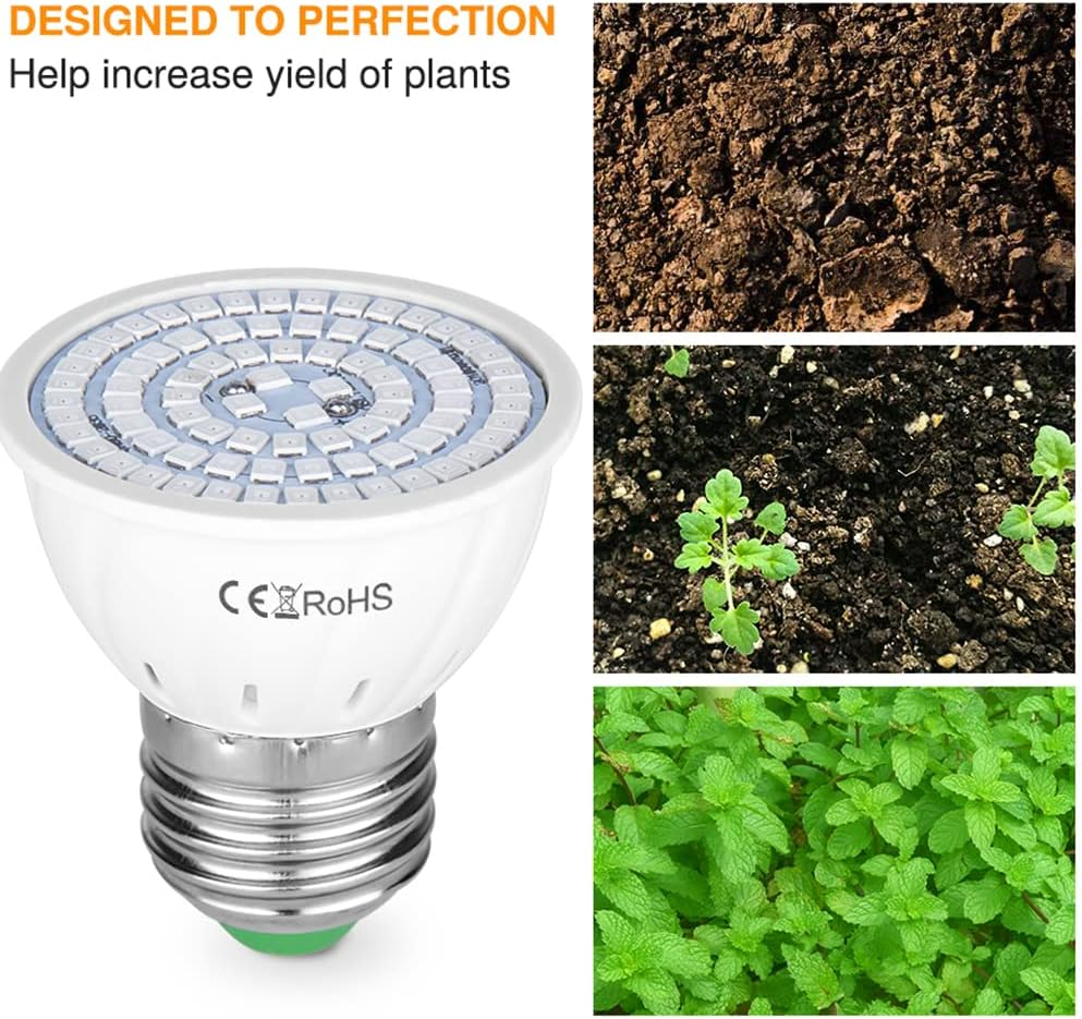 LED Grow Light Bulb Par16 Short Neck Bulb,Plant Light Bulbs E27 Base,5W Grow Bulb 50W Equivalent, Grow Light for Indoor Plants,2Pack