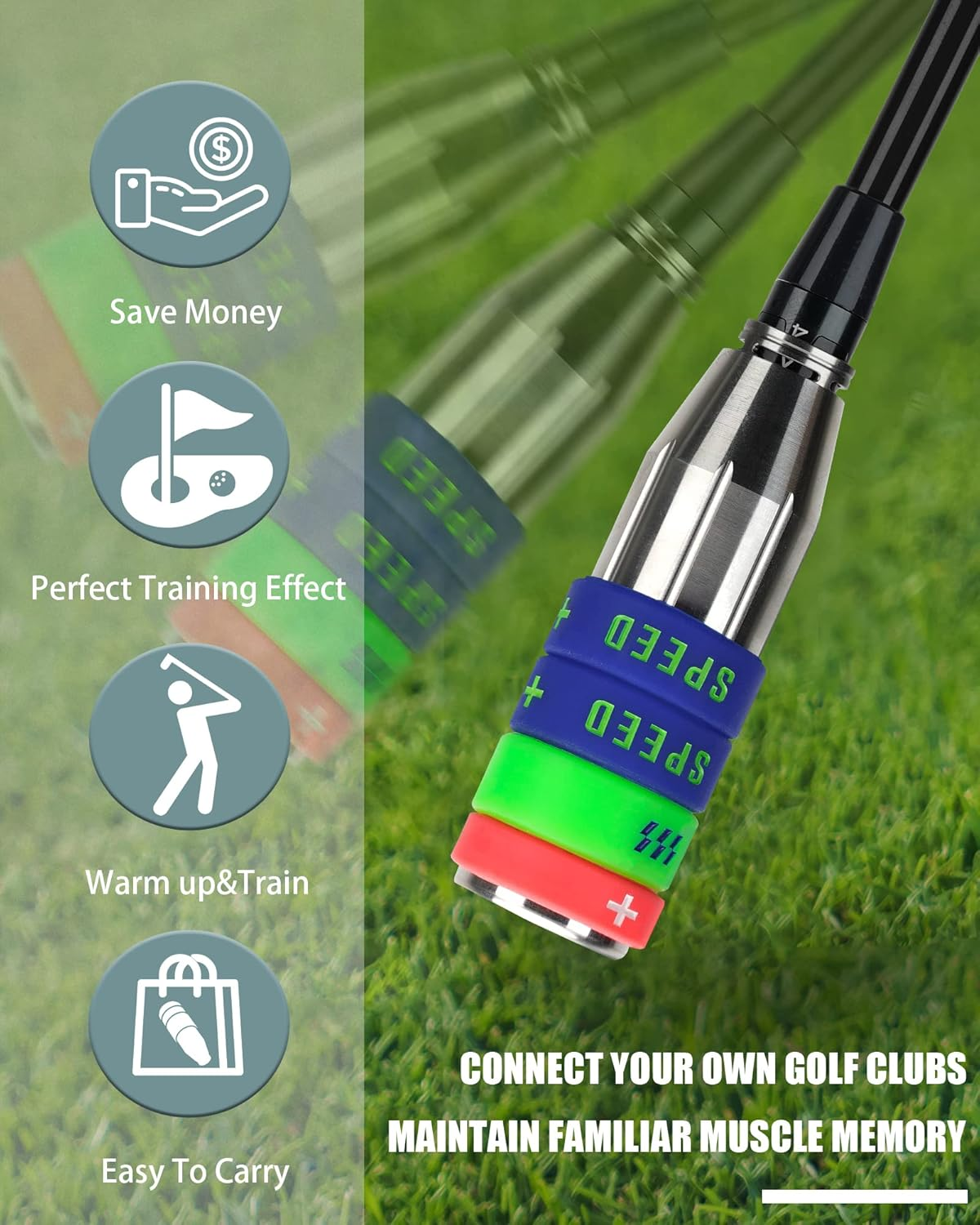 Big Crazy Golf Swing Speed Trainer Adjustable, Golf Training Equipment Three Weight Configuration Options, Golf Tempo Training Aids Connect Your Golf Clubs for Callaway Taylormade Ping Titleist image number 5