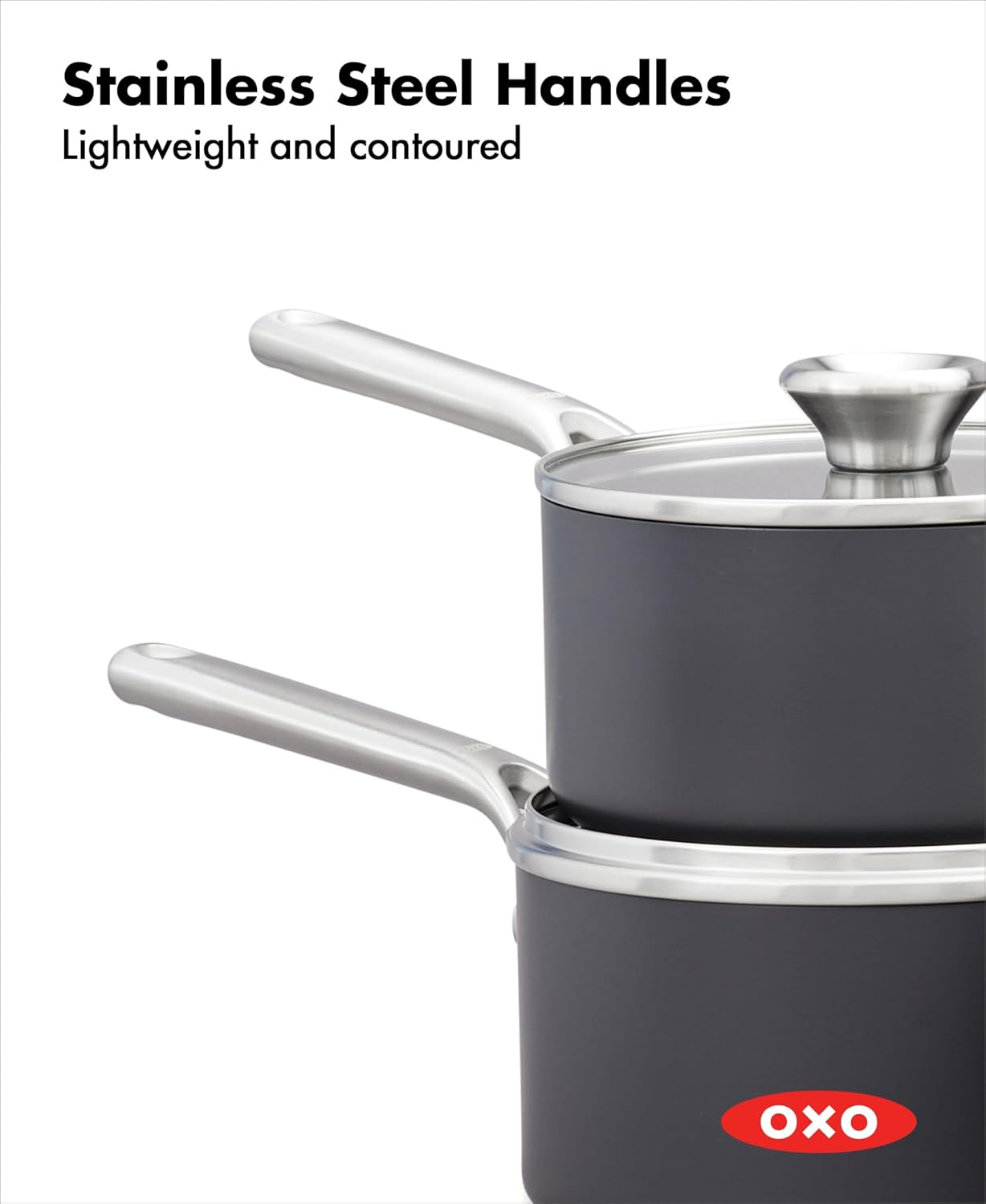 OXO Professional Pfas-Free Non Stick Hard Anodized Induction Suitable, 4-Piece Saucepan Set, 1.7QT and 2.3QT, Black image number 4