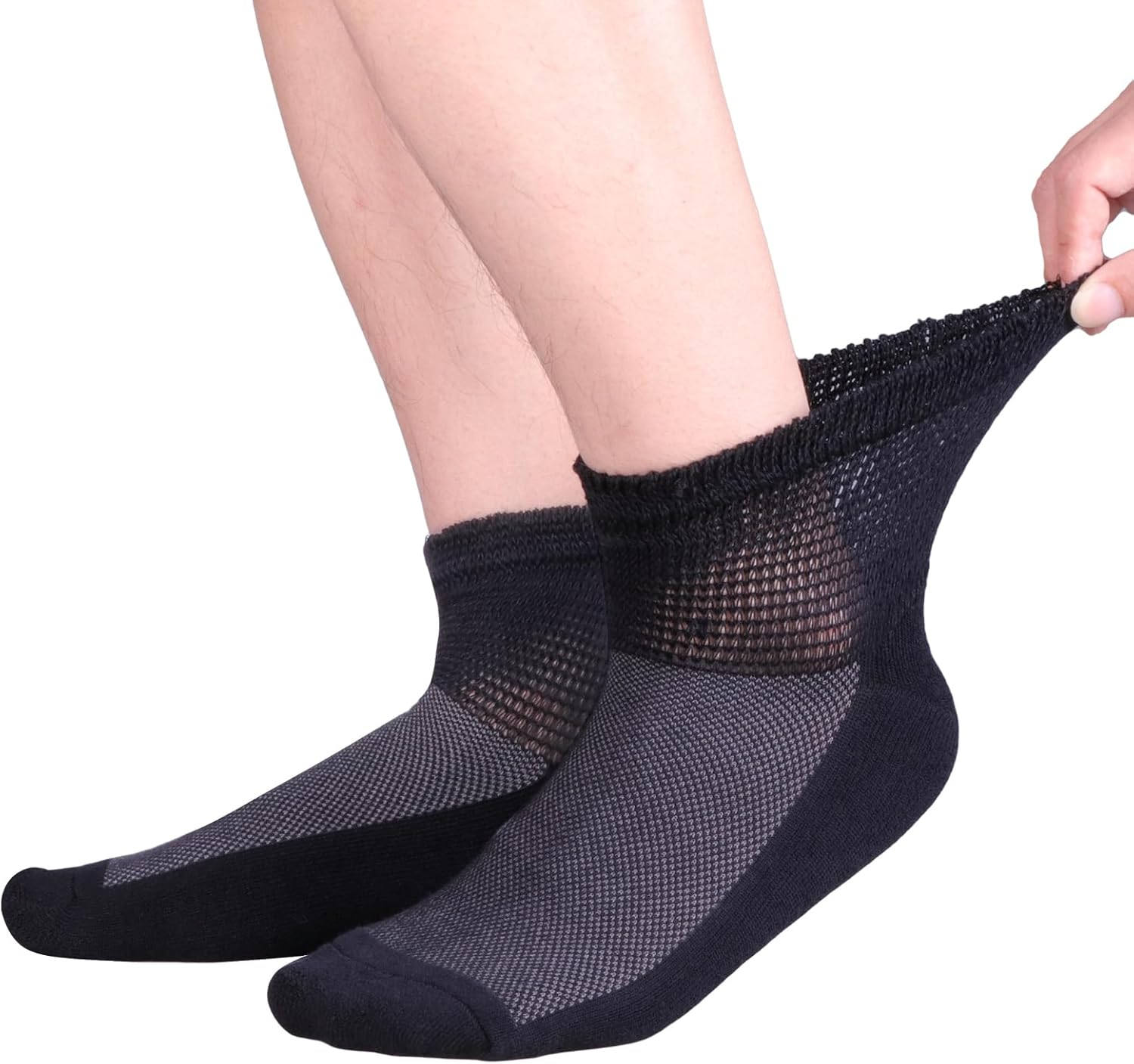 YUEDGE Men'S Bamboo Diabetic Socks with Non-Binding Top, Cushioned Crew Socks for Neuropathy Edema 5 Pairs Size 6-13US image number 1