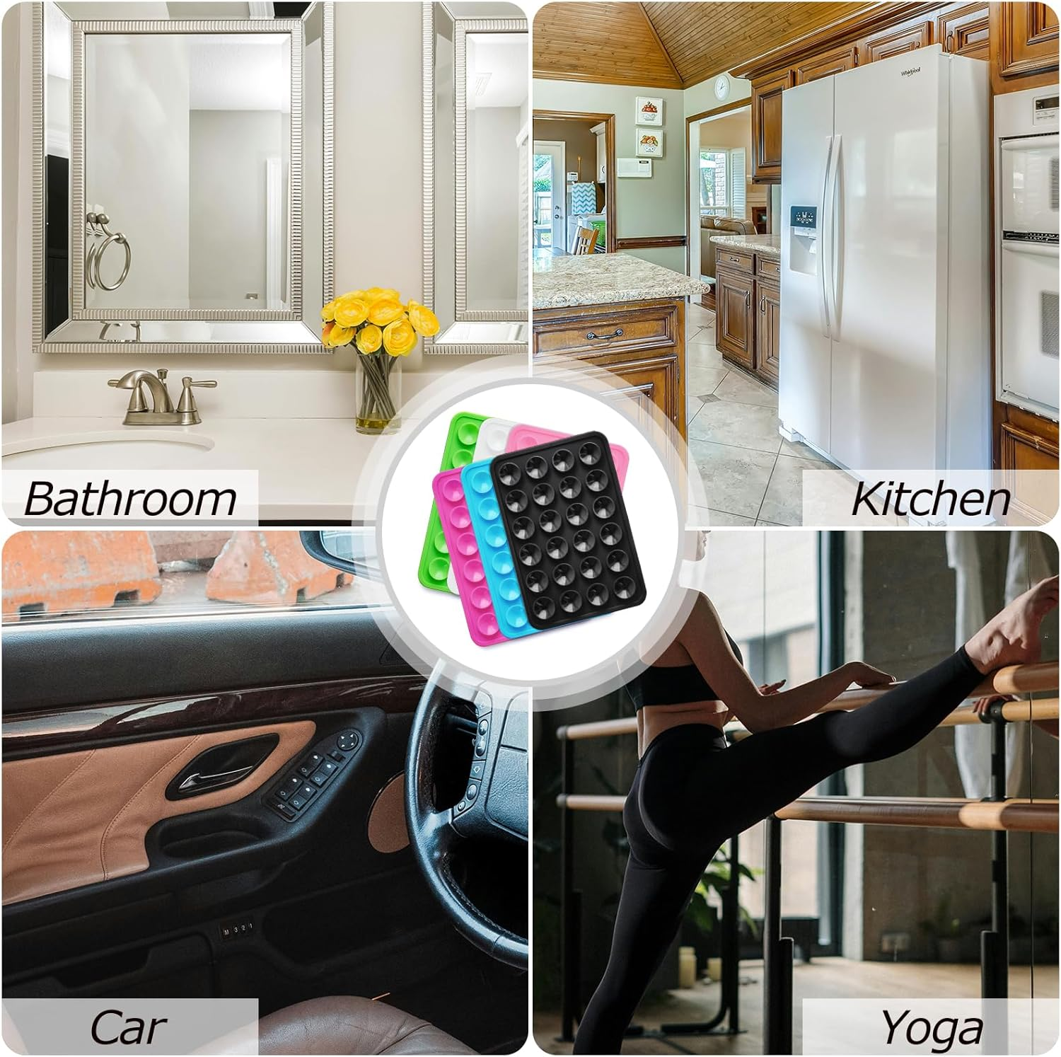 6PCS Silicone Suction Phone Case Adhesive Mount,Suction Cup Phone Mount,Hands Free Strong Grip Holder for Selfies and Videos,Non Slip Sticky Phone Grip,Mirror Shower Mobile Holder (6 Colors-1) image number 2