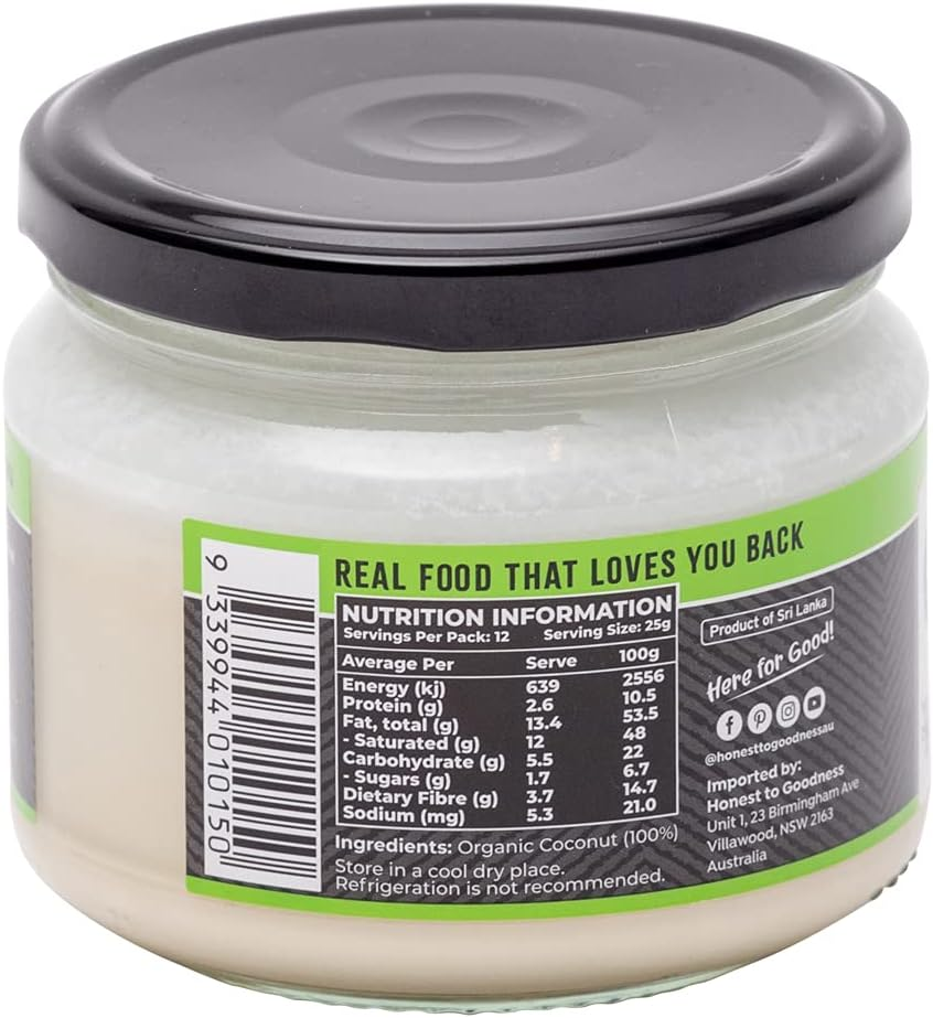 Honest to Goodness, Organic Coconut Butter, 300 Grams - a Nutritious, Melt-In-Our-Mouth Spread Made from 100% Certified Organic Coconut Flesh. Staple for Paleo, Keto and Vegan Diets.