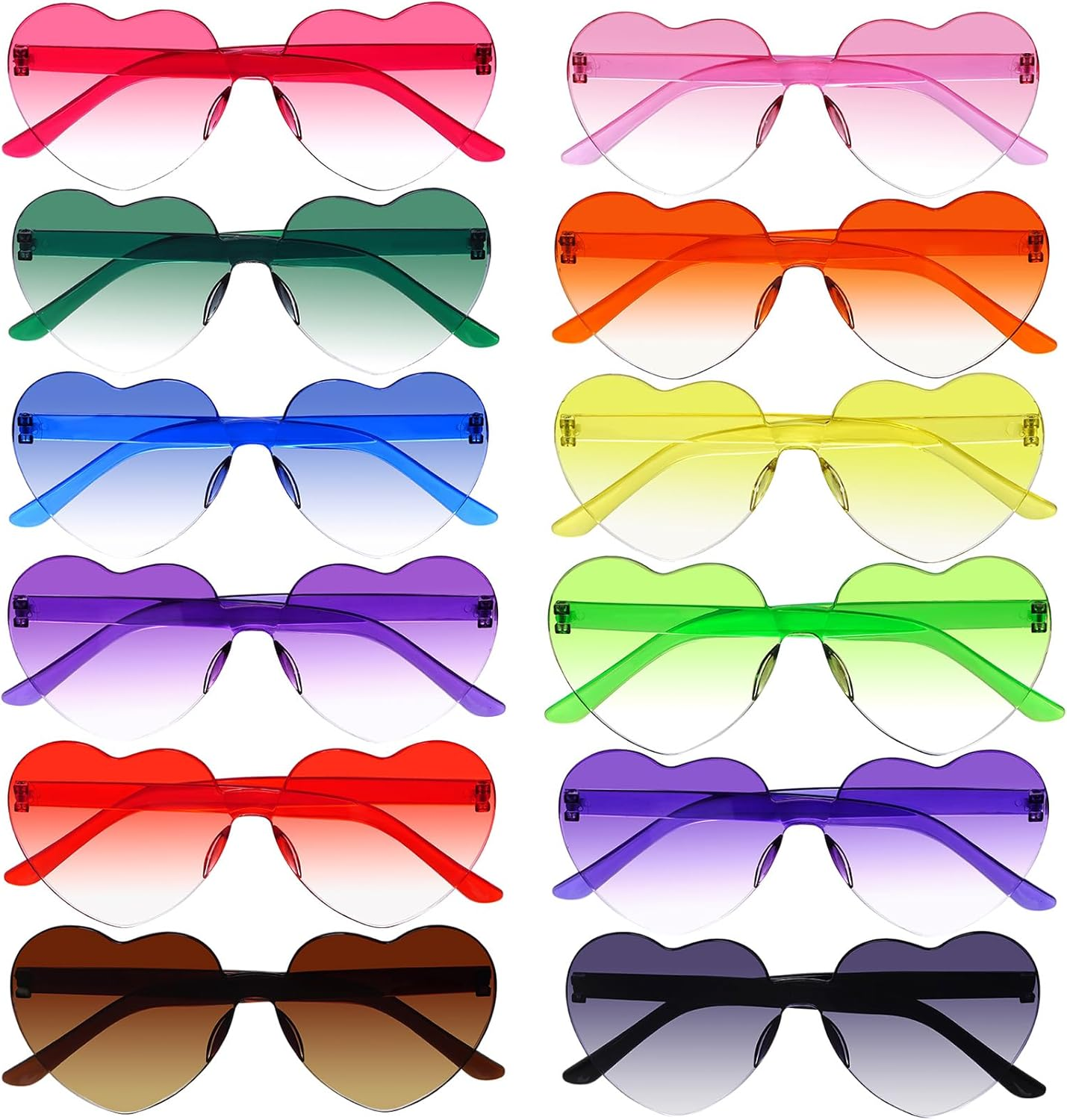 OJIOUI 12 Pairs Heart Shape Sunglasses, Party Glasses Costume Eyewear for Unisex Party Prop Favors Supplies