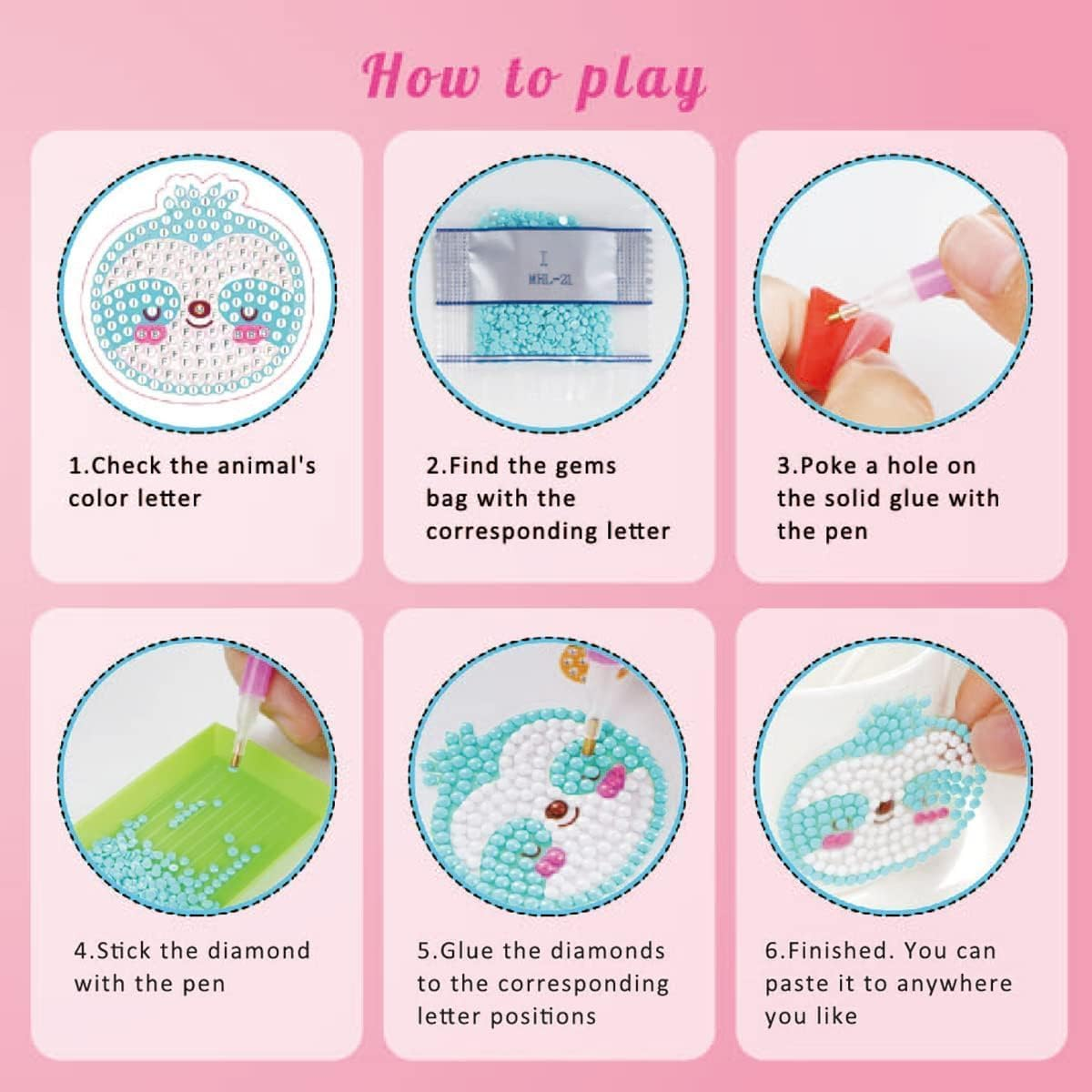 EAPHANT Diamond Art Kits for Kids 44 Designs Diamond Stickers Arts and Crafts Painting Kits for Kids Ages 4-8 8-12 image number 1