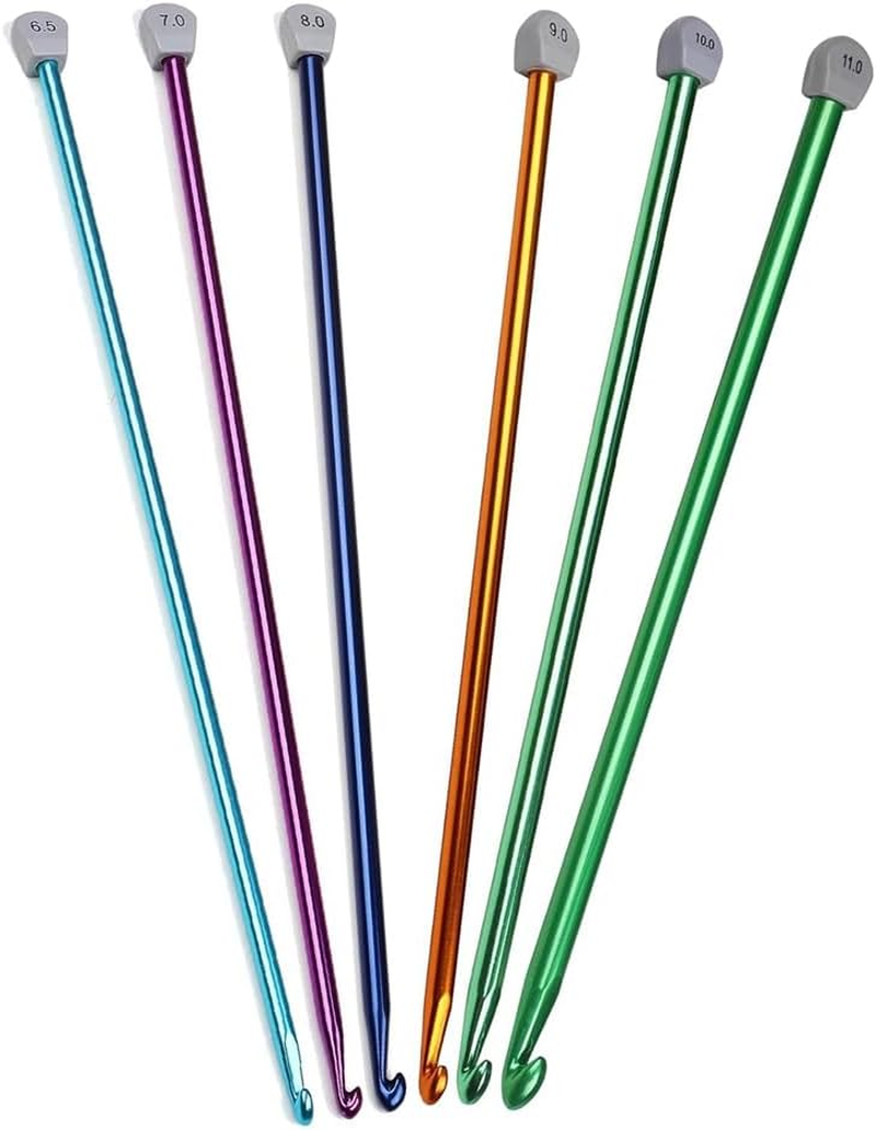 6Piece 5 Size Extra Tunisian Long Crochet Hooks 6.5Mm - 11.0 Mm, Aluminum Afghan 13.78 Inches Long Crochet Needles Metal Crochet Hook Set image number 6
