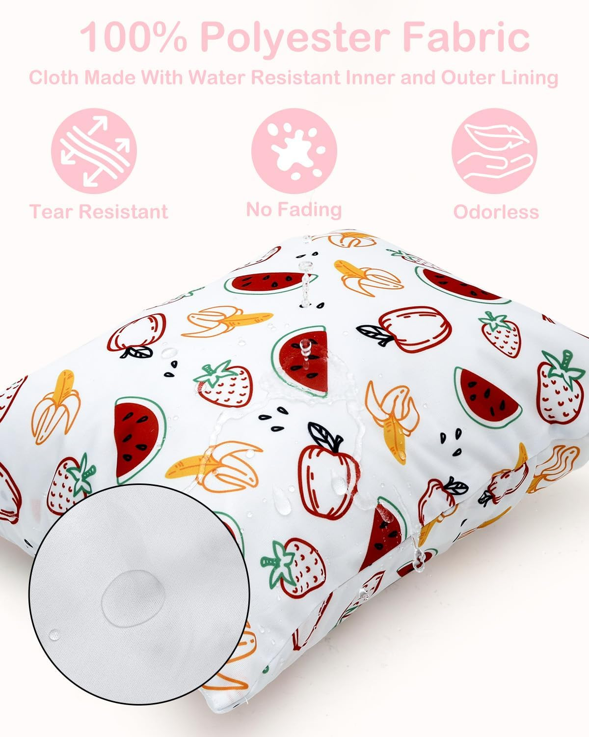 ALVABABY 3 Cloth Diaper Wet Dry Bags Waterproof Reusable with Two Zippered Pockets Travel Beach Pool Daycare Soiled Baby Items Yoga Gym Bag for Swimsuits or Wet Clothes Small Medium Large 3L-ZM27 image number 2