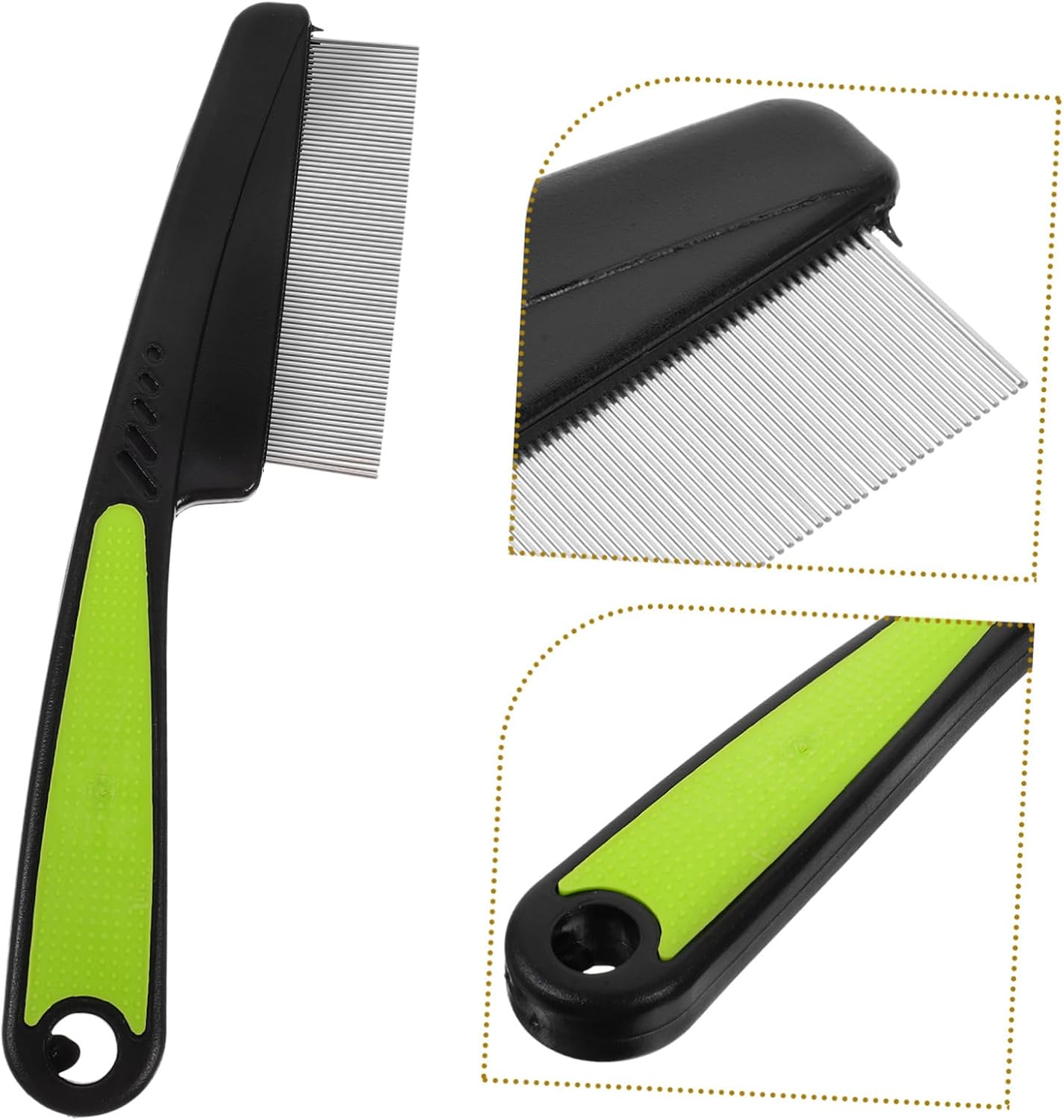 FRCOLOR Sturdy Plastic Stainless Steel Fine Tooth Hair Comb Scalp Brush for Dandruff Hair Combs Ergonomic Handle image number 4