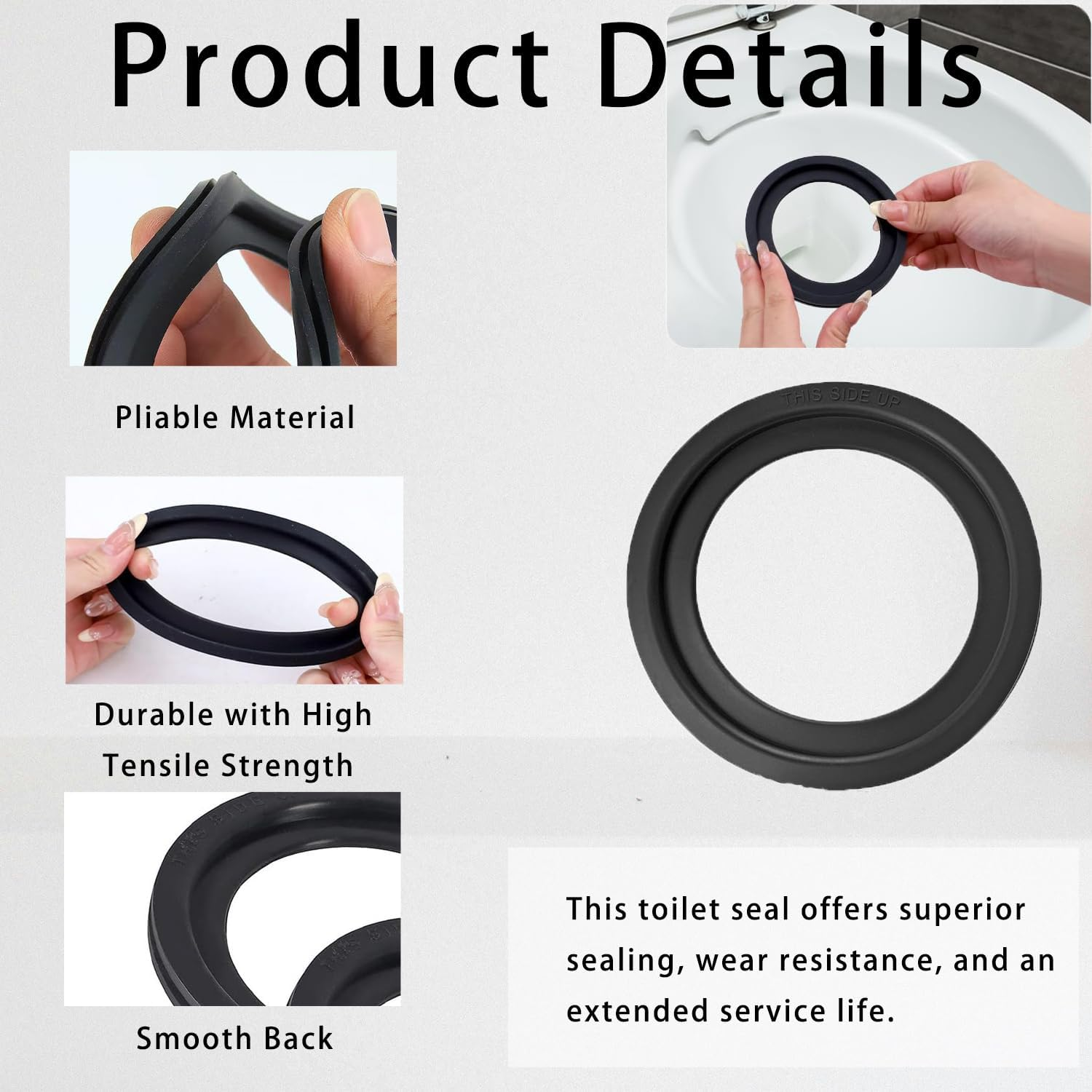 RV Toilet Seal Replacement Kit 385311658 High-Performance Rubber Seal Ring for Camping Trailers & Motorhomes, Leak Prevention Repair Parts (3 Pcs) image number 3