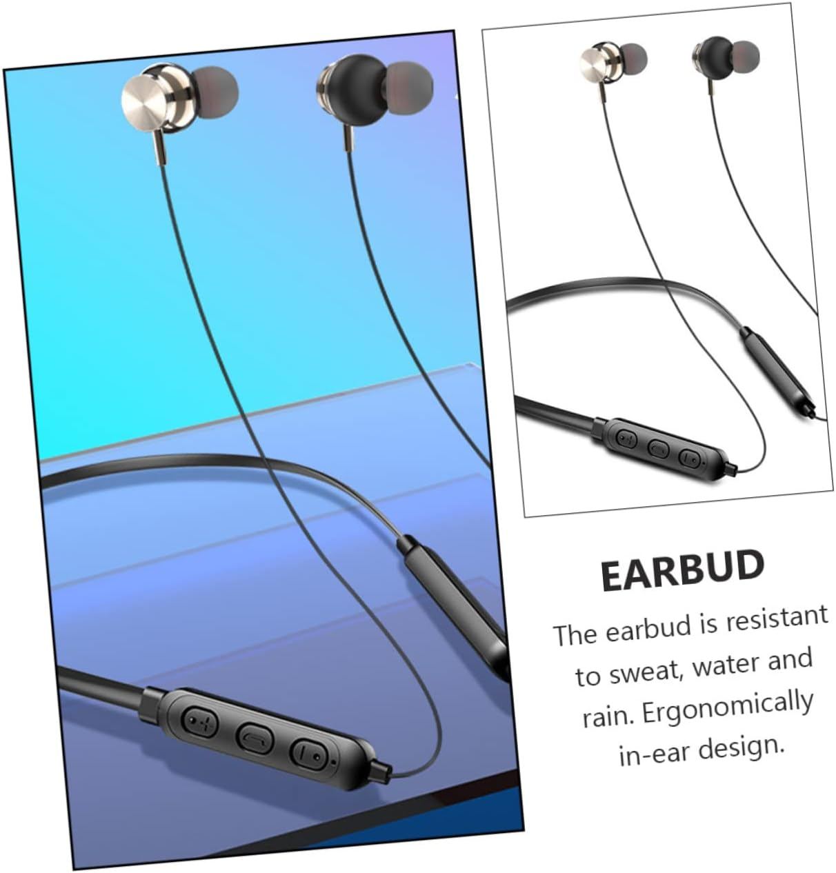 IWOWHERO Neck Hanging Waterproof Wireless Headphone 5.0 Stereo Sports Earpiece Magnetic In-Ear Earbud for Active Lifestyle Black