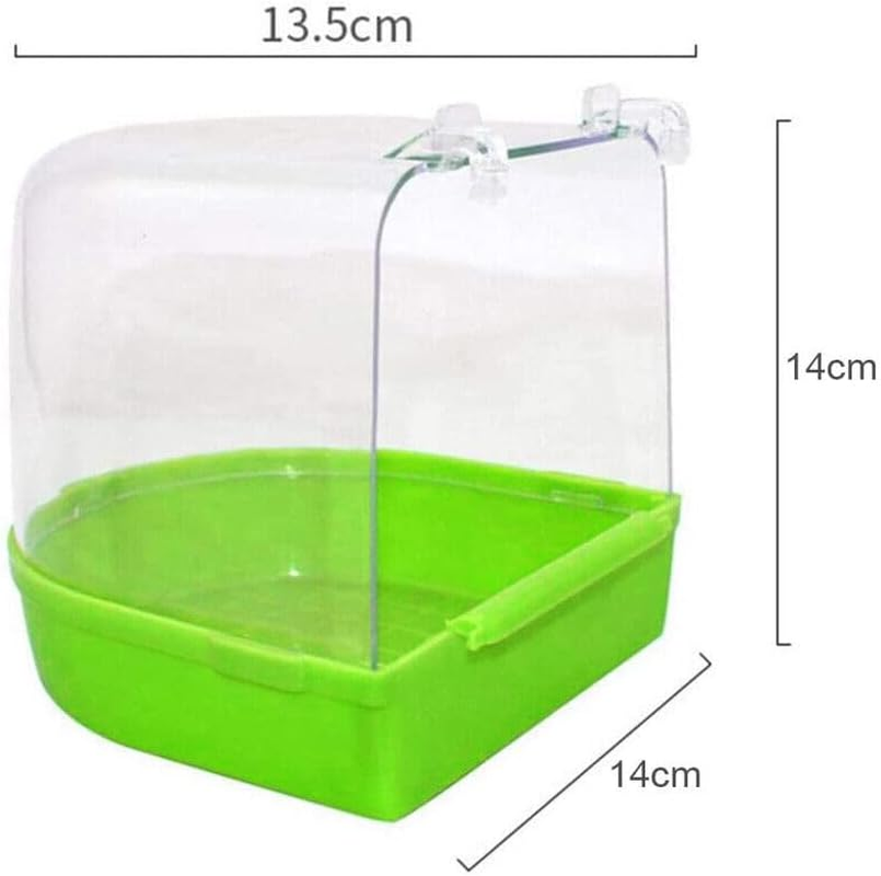 Bird Water Bath Tub for Pet Cage Hanging Bowl Parrot Birdbath Pet Cleaning, Durable PVC, Easy Installation - Green image number 2
