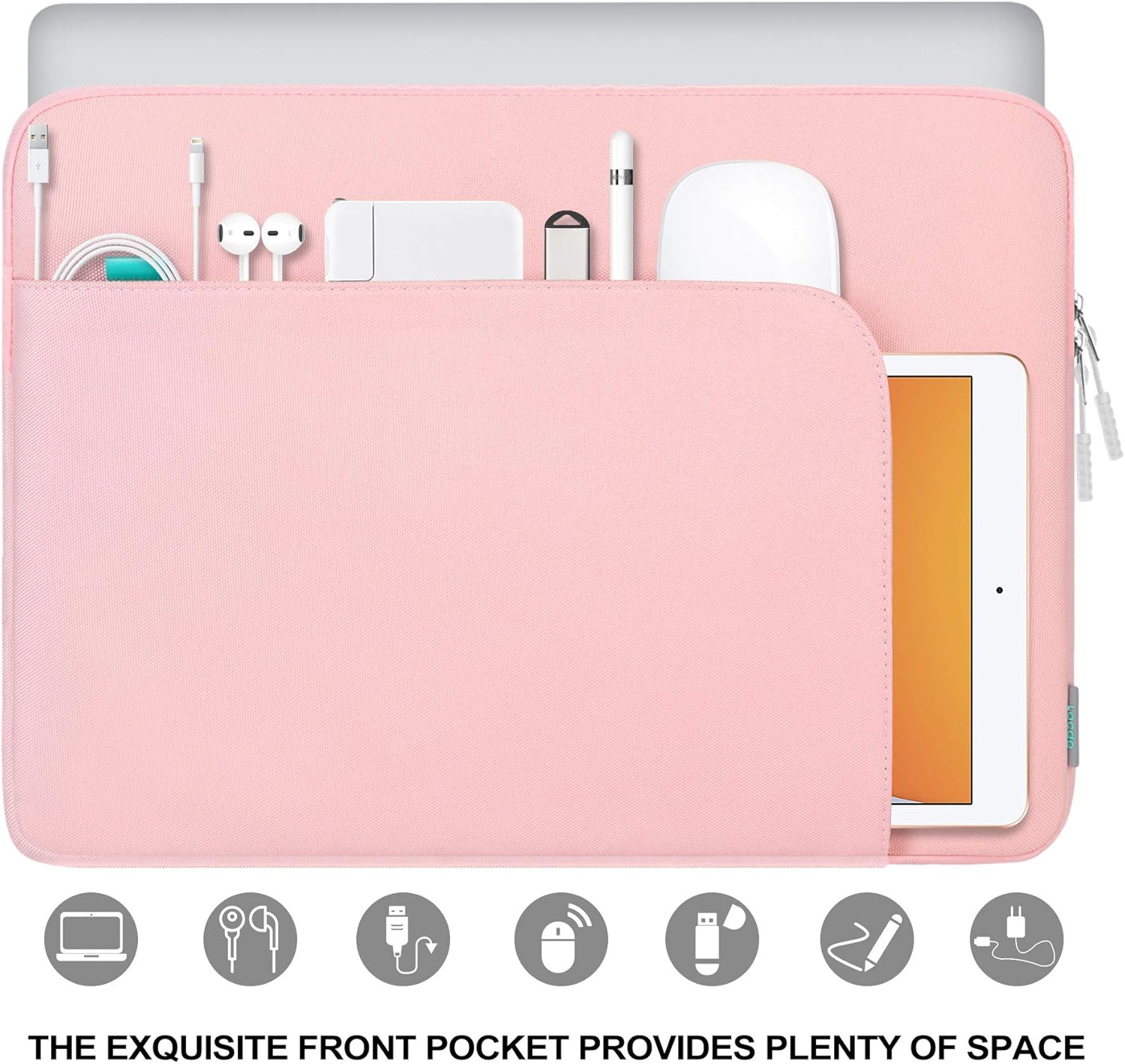 Lacdo 15.6 Inch Laptop Sleeve Case for 15.6" Acer Aspire/Nitro/Predator, Lenovo Ideapad 3, Zenbook Vivobook 15, HP Pavilion 15, Dell Inspiron 15, MSI GL65 Computer Bag with Accessory Pocket, Pink image number 3