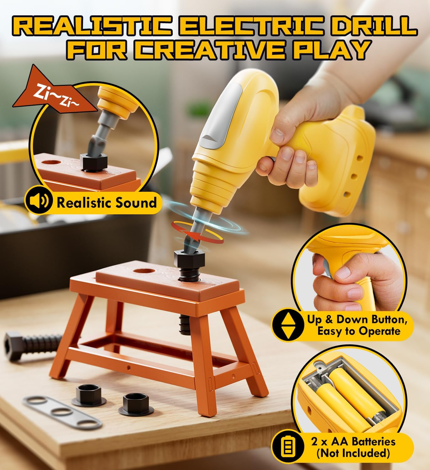 Lehoo Castle Kids Tool Set, Take Apart Construction Toys, Toddlers Montessori Toys, Boy Toys for 3 4 5 Year Old with Electric Drill, Toddler Birthday Toy for Boys Girls