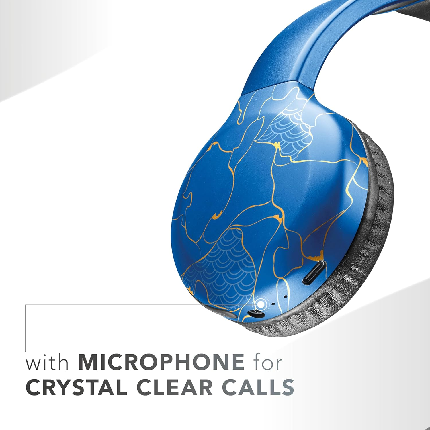 Music Sound - Bluetooth Headphones with Soft-Touch On-Ear Headphones - Adjustable Ear Hooks - Adaptability and Comfort - Play Time 22 Hours - Blue